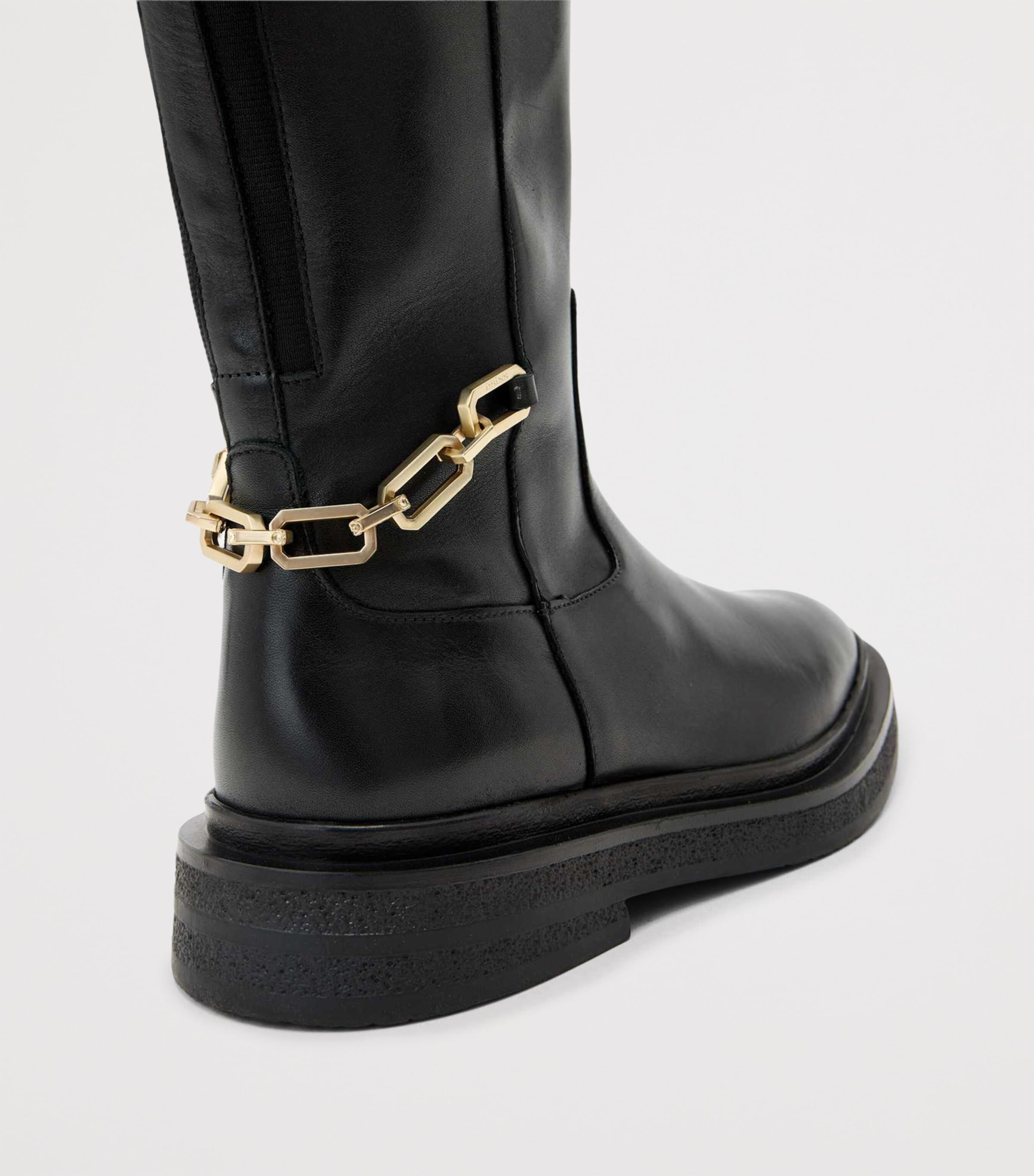 Embellished Escher Knee-High Boots BLACK Image 4