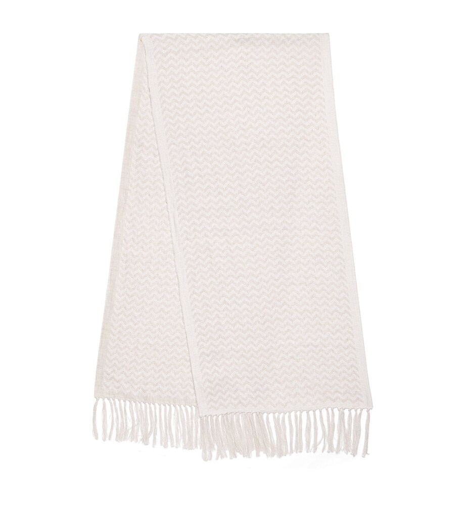 Eleventy Linen Chevron Scarf Bianco E Beige Image 1