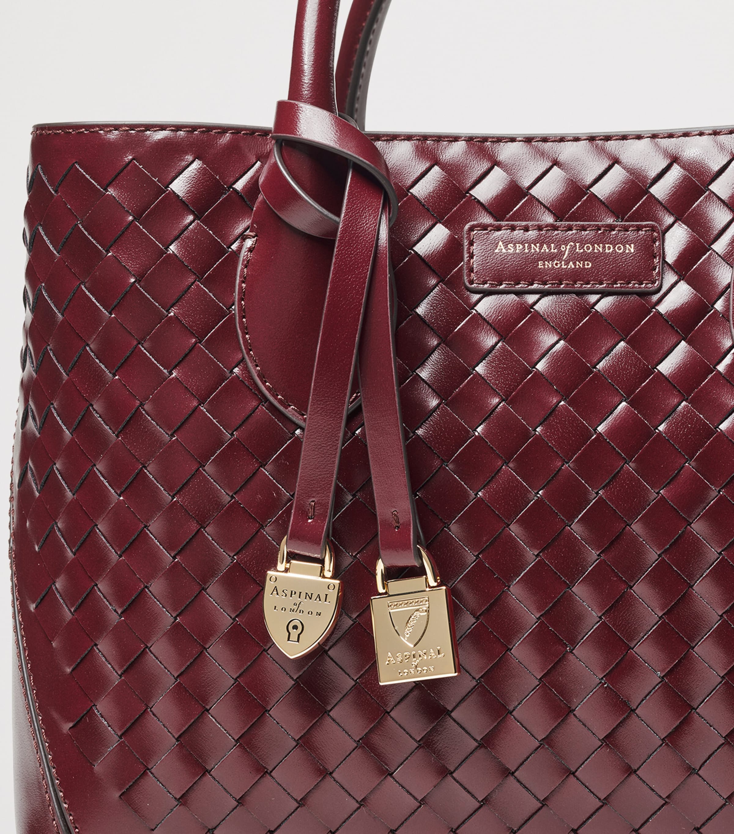 Midi Leather London Tote Bag BURGUNDY Image 5