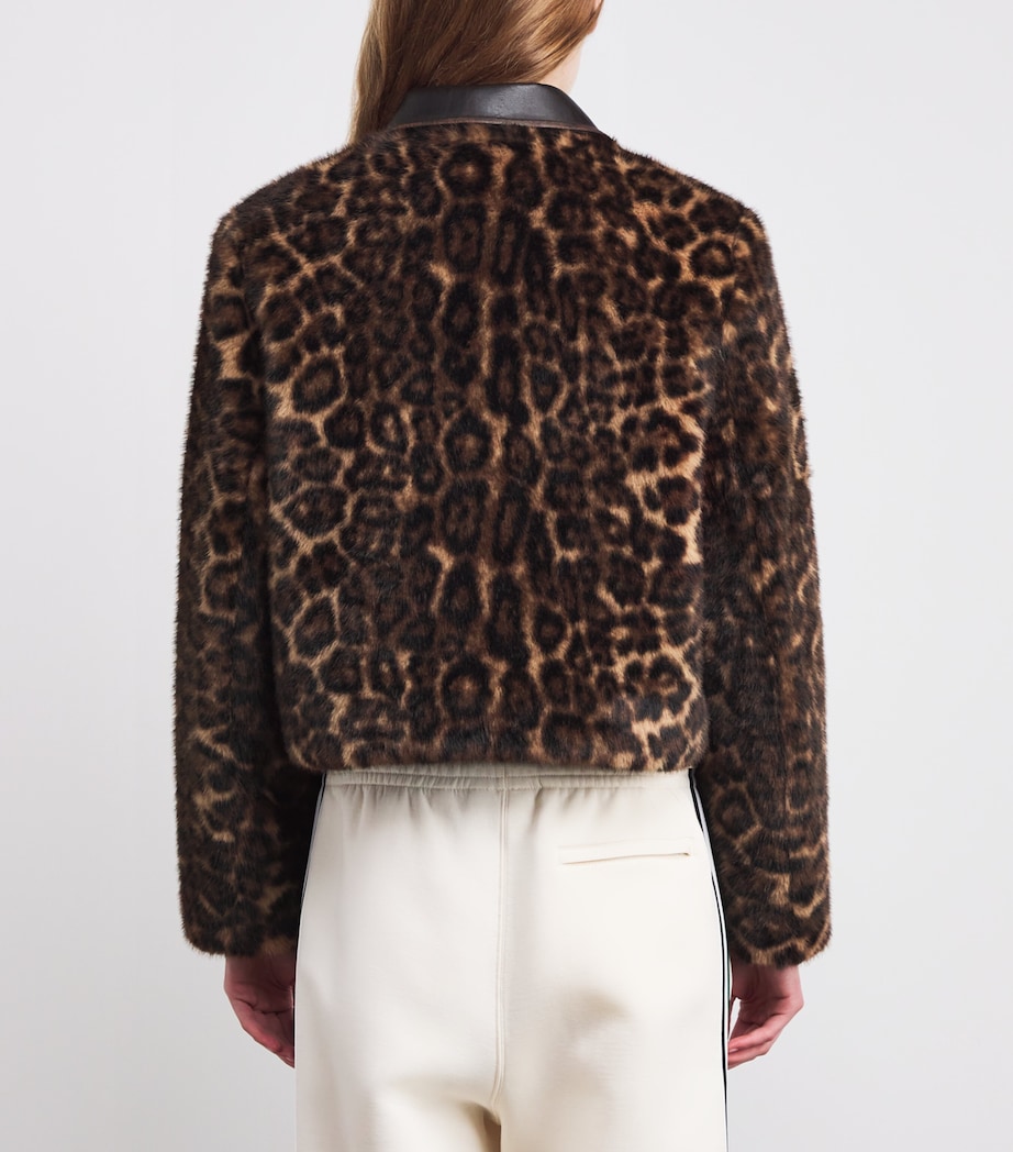 Faux Fur Leopard Bomber Jacket LEOPARD Image 4