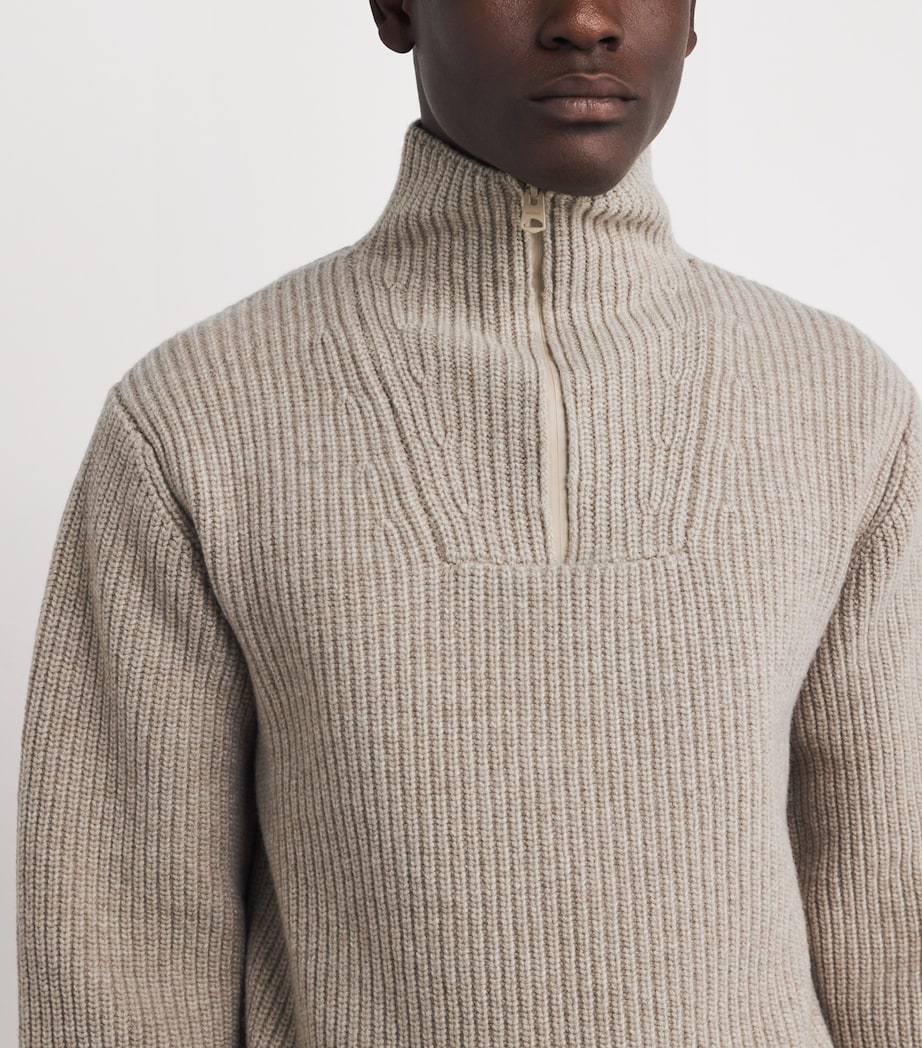 Wool Mario Quarter-Zip Sweater LT CAMEL A Image 6