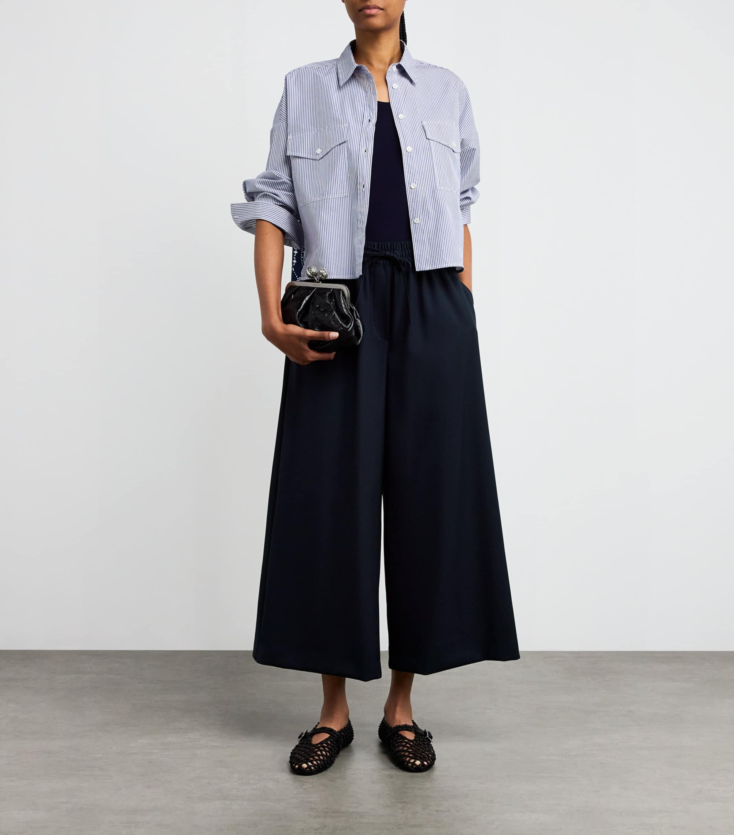 Virgin Wool Wide-Leg Trousers NAVY Image 2