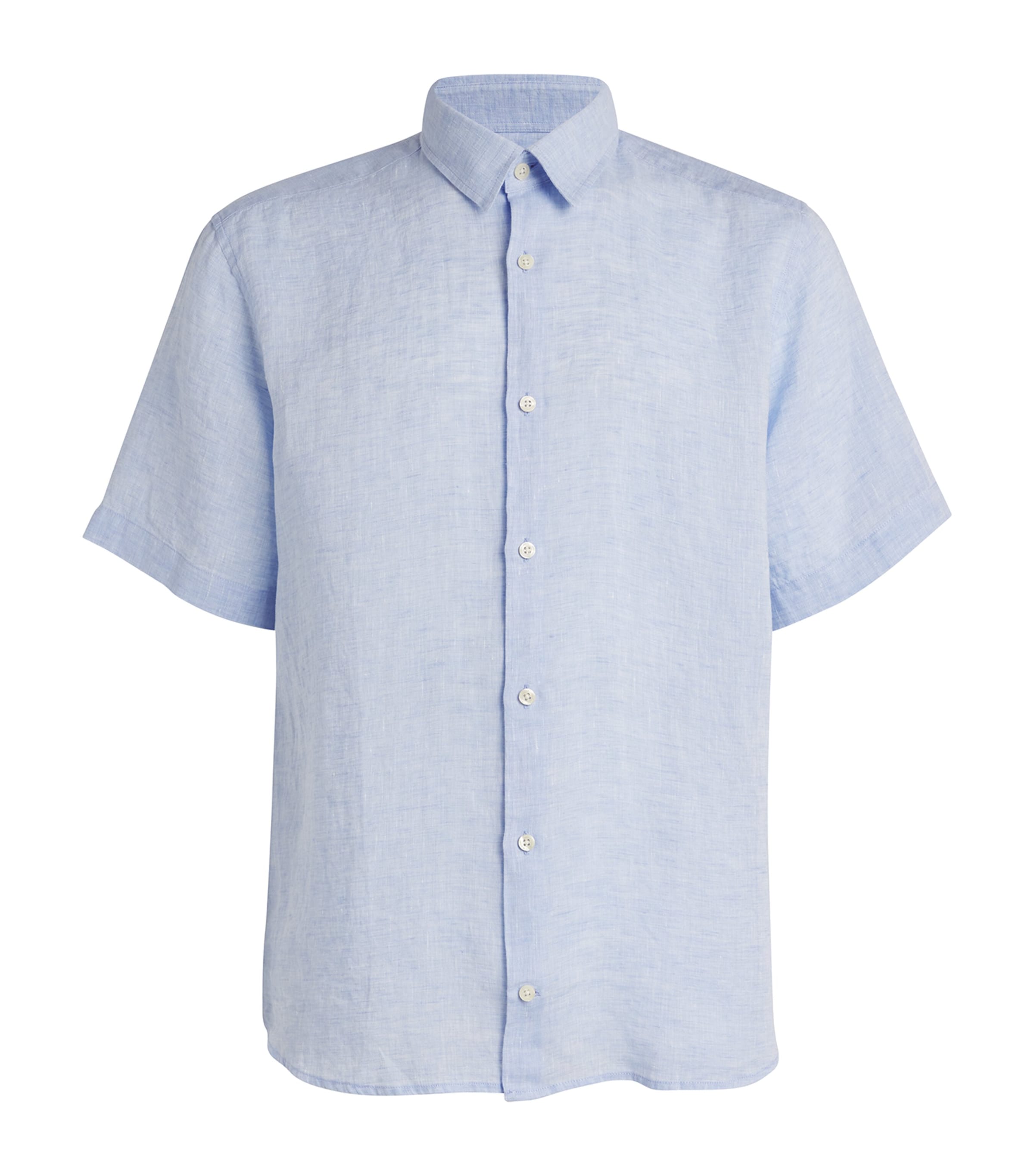 Frescobol Carioca Linen Castro Short-sleeve Shirt In Blue