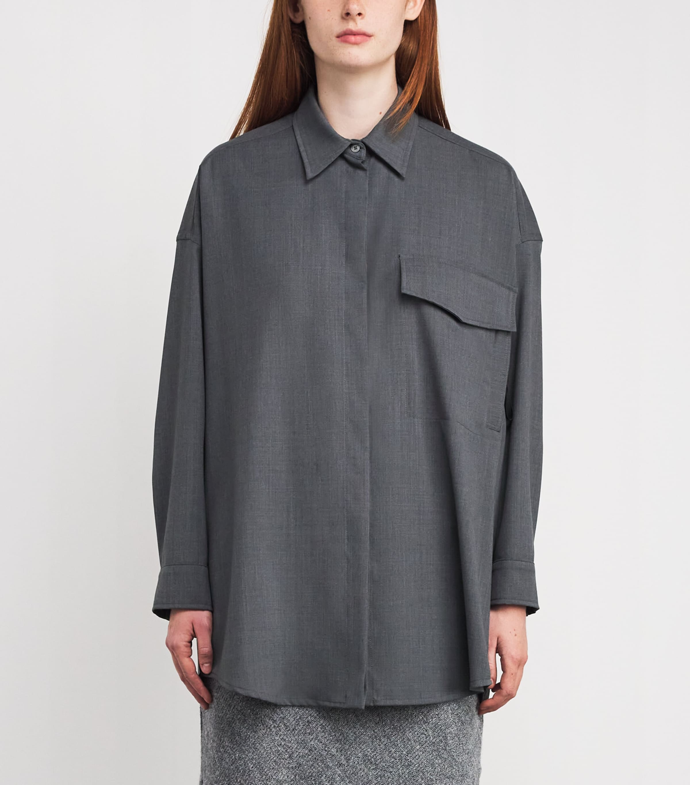Wool-Blend Shirt MELANGE GREY Image 3