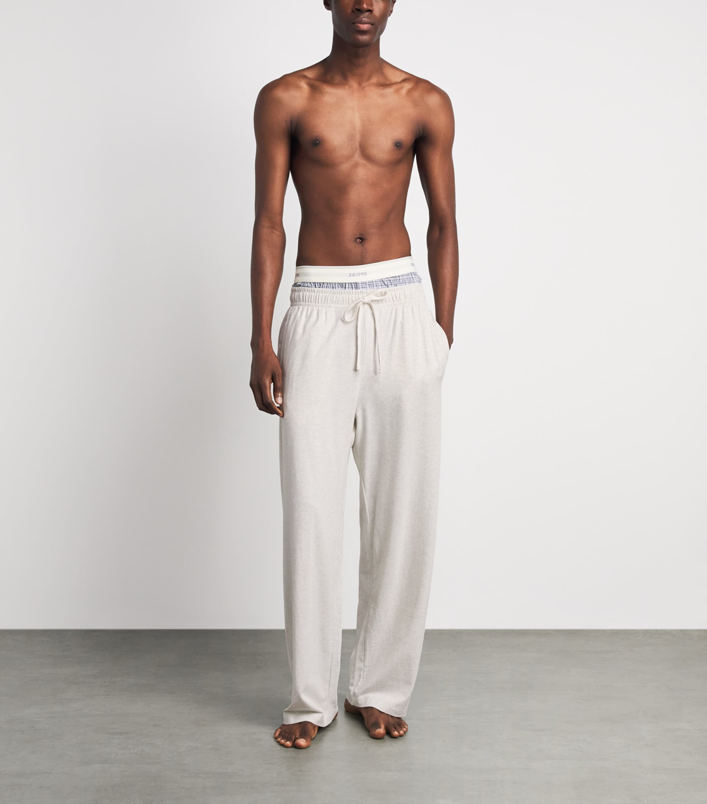 Skims Mens Cotton Relaxed Sweatpants Chalk Heather Image 2