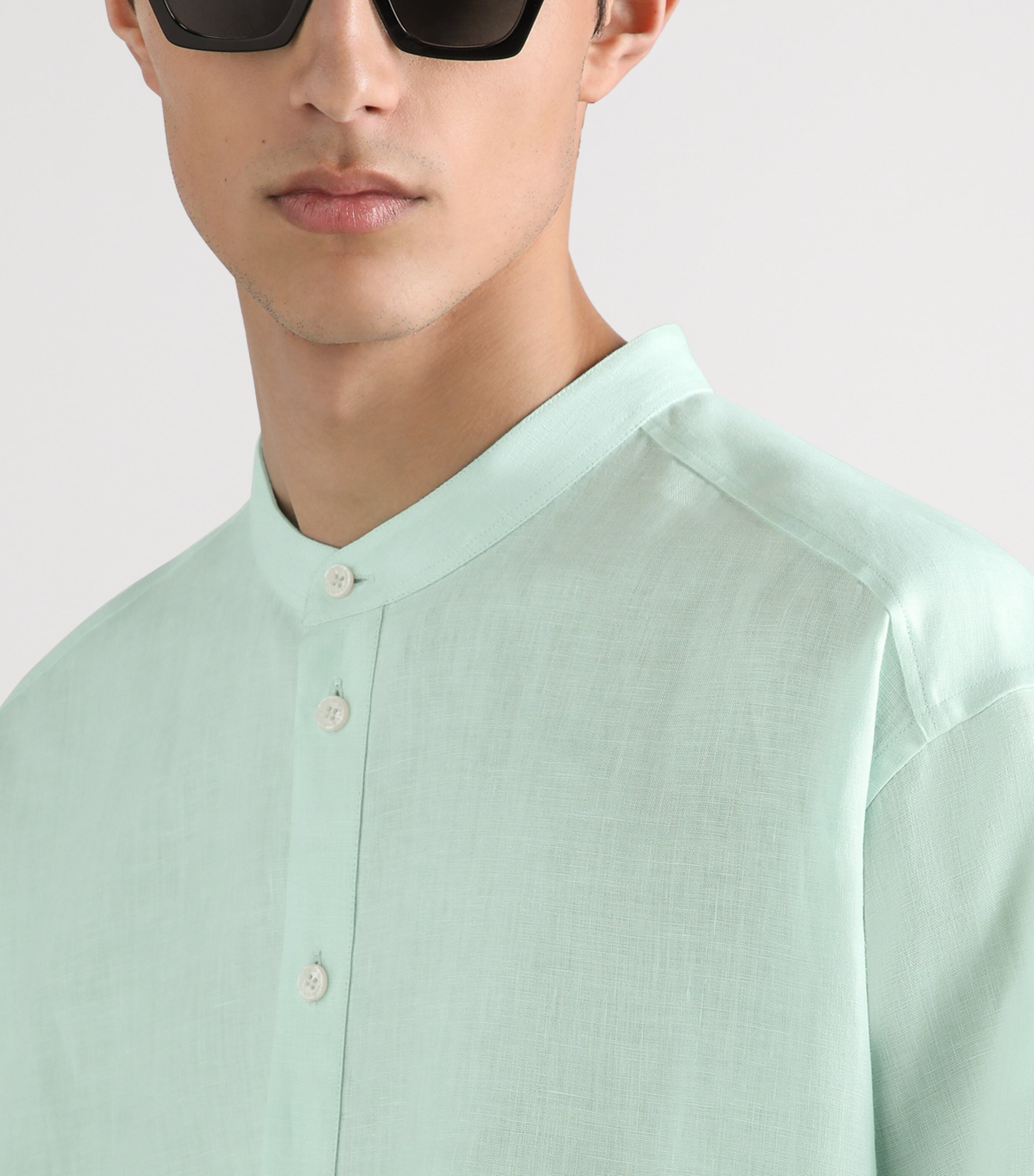 Dolce&Gabbana Mens Linen Shirt Water Light Bl Image 4