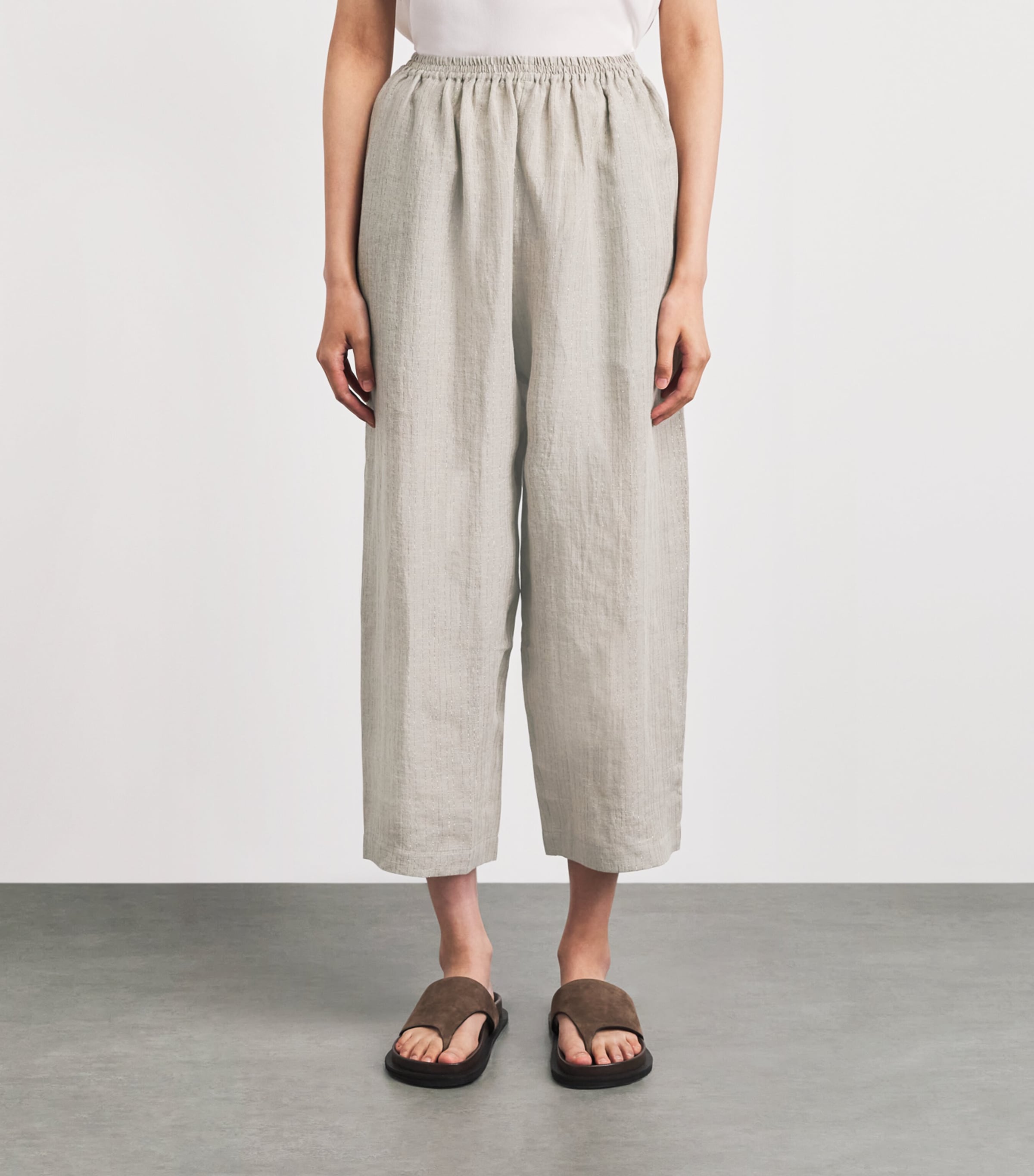 Eskandar Womens Linen-Blend Japanese Trousers Natural Image 4
