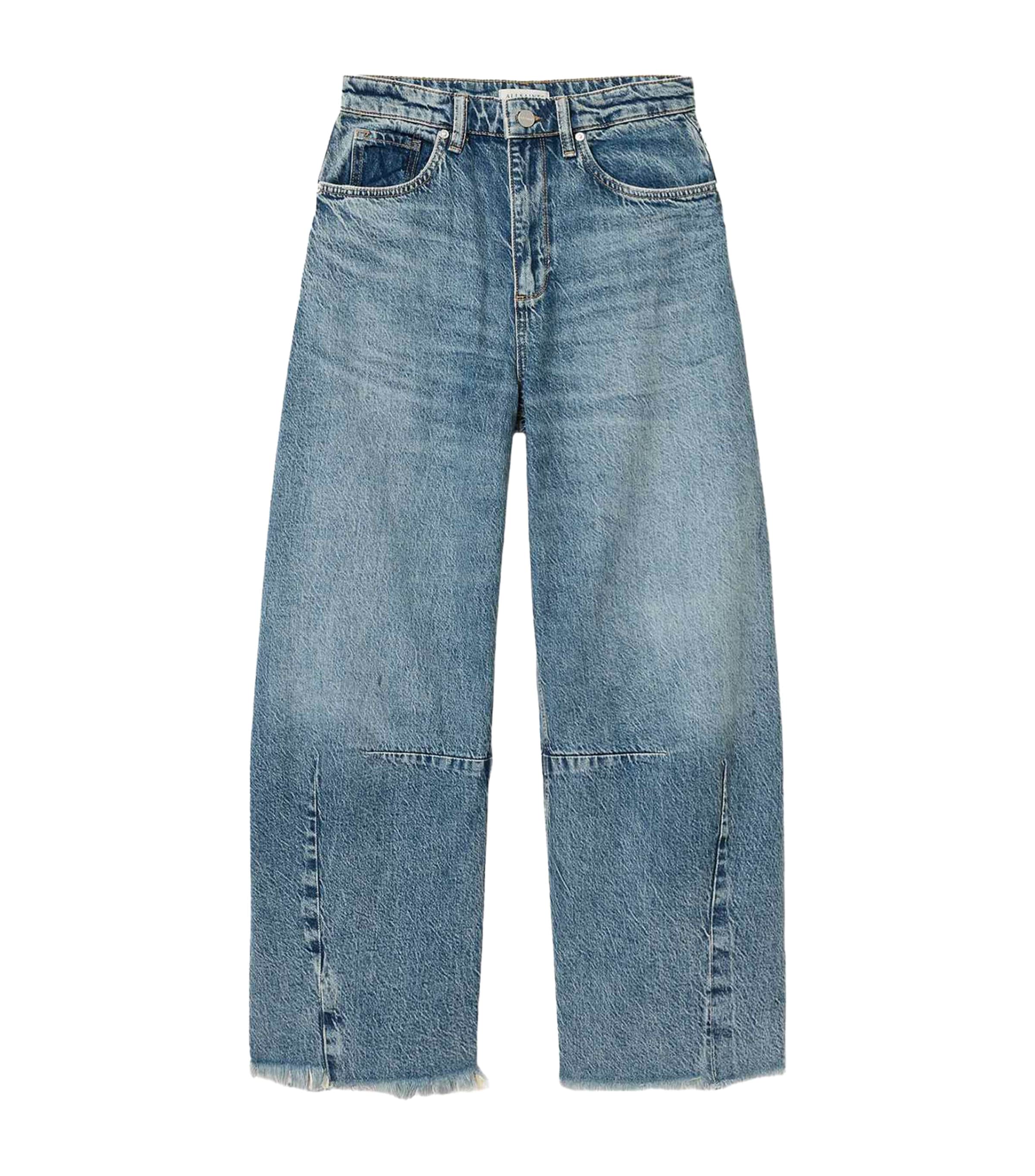 AllSaints Womens Cropped Payton Barrel-Leg Jeans Vintage Indigo Image 1