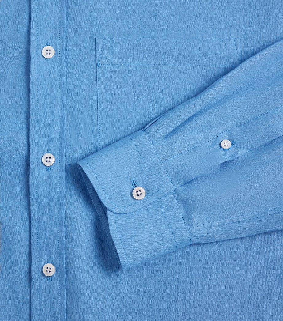 Dunhill Mens Linen Shirt Blue Image 5