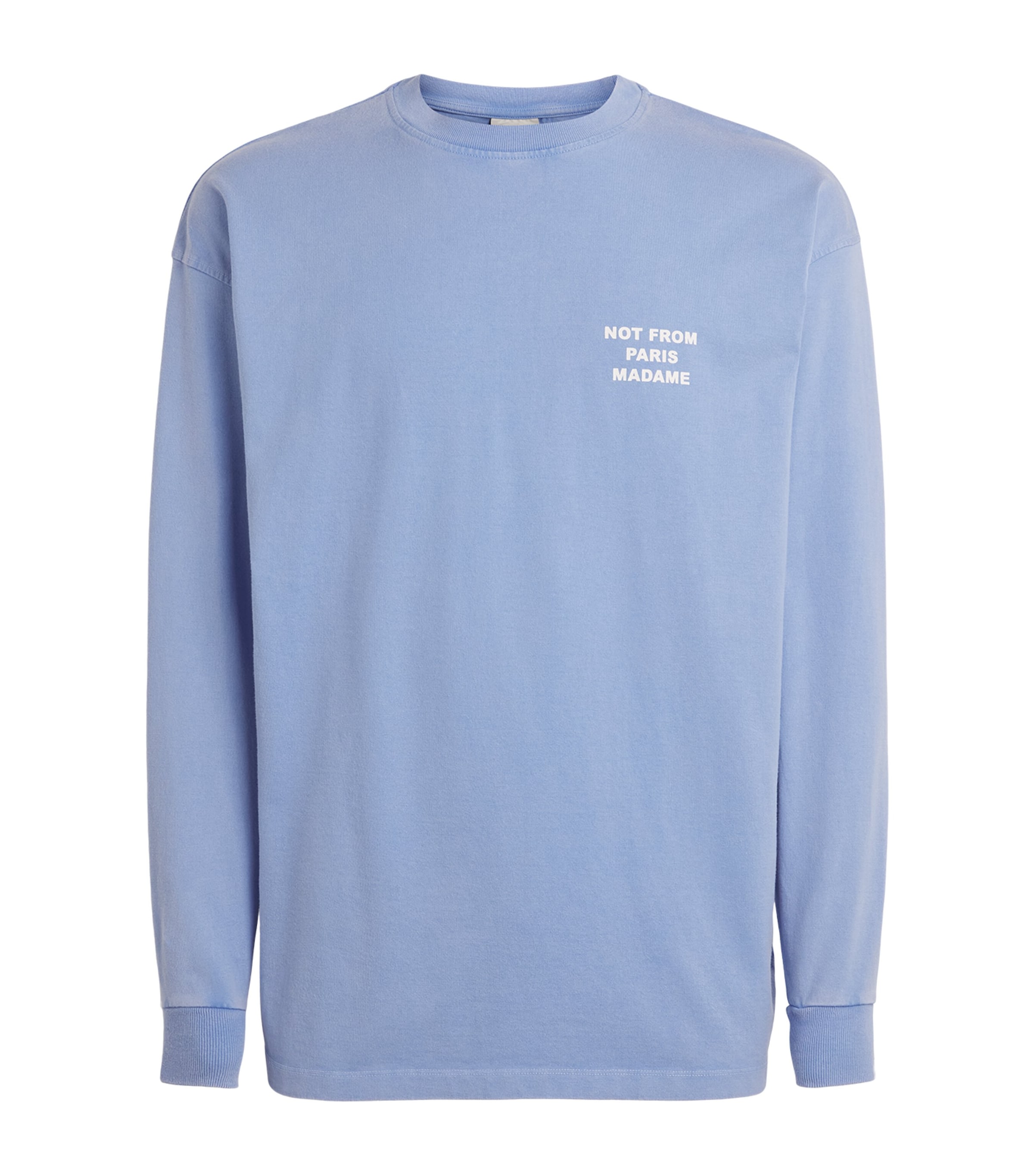 Drôle de Monsieur Mens Cotton Slogan Long-Sleeve T-Shirt Blue Image 1