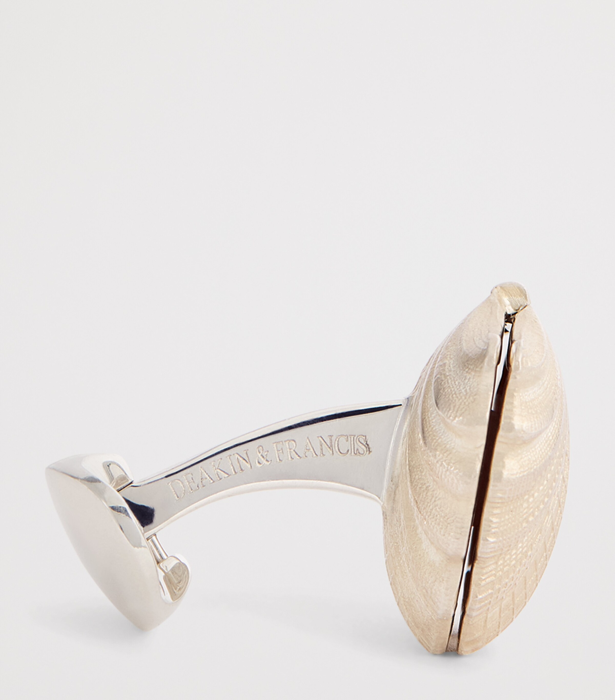 Deakin & Francis Sterling Silver Pearl-Detail Clam Cufflinks Pink Image 4