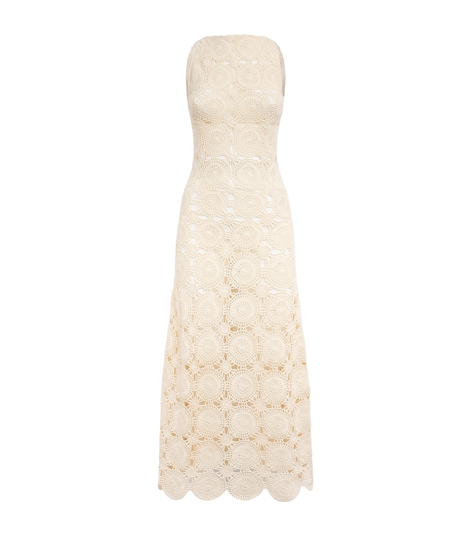 ESCVDO Womens Crochet Siula Maxi Dress Ivory Image 1