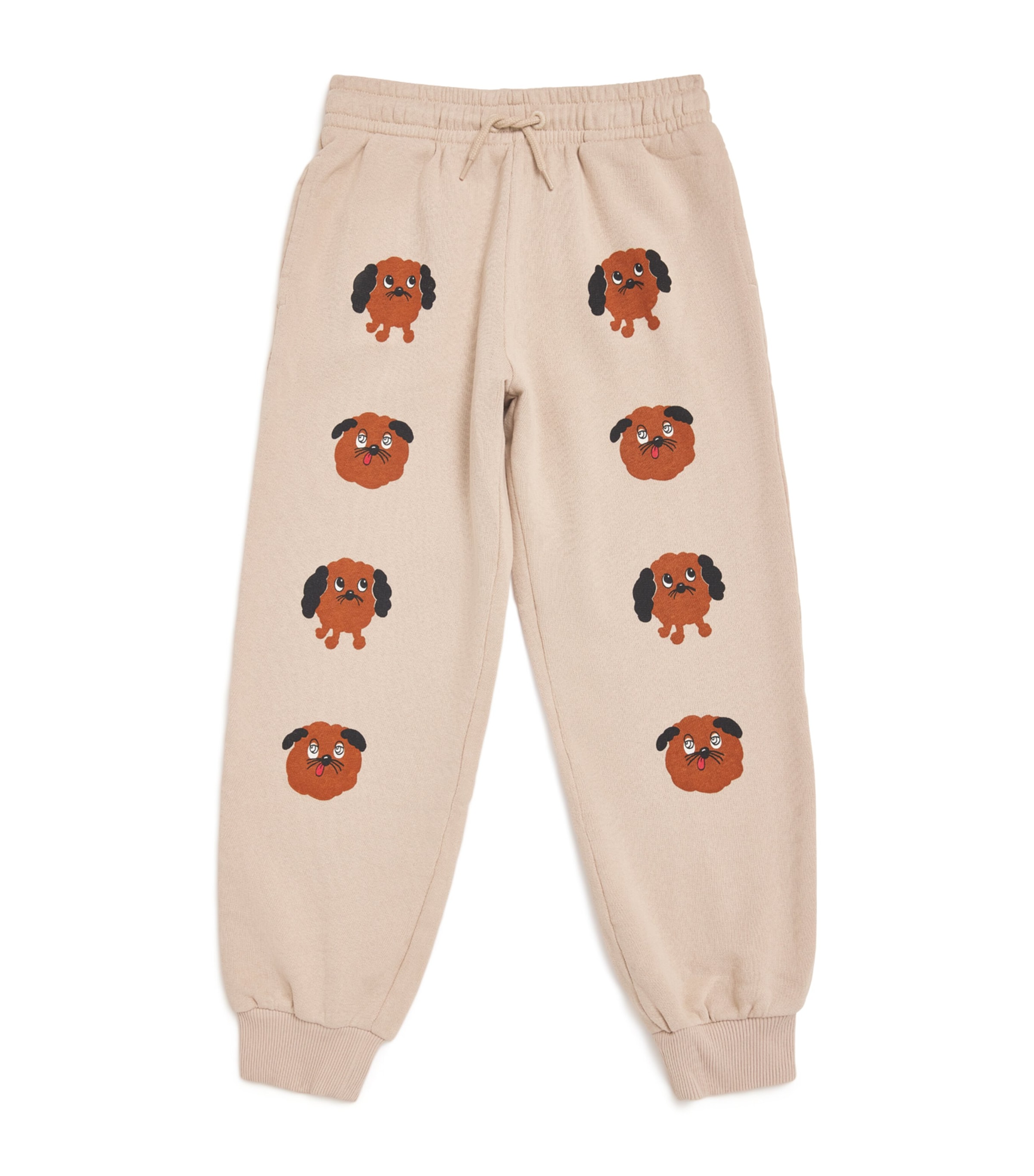 Mini Rodini Organic Cotton Doggies Sweatpants In Neutral