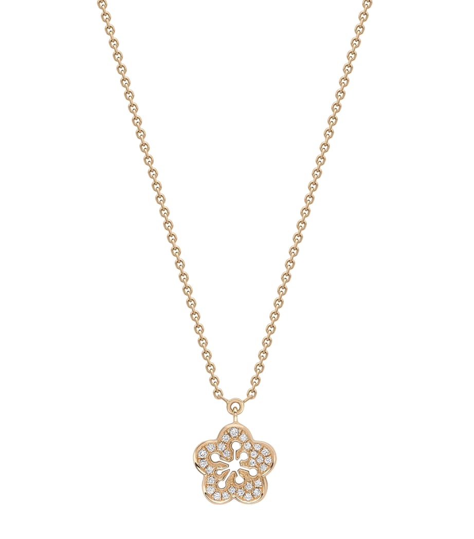 Mini Rose Gold and Diamond Blossom Pendant Necklace ROSE GOLD Image 1