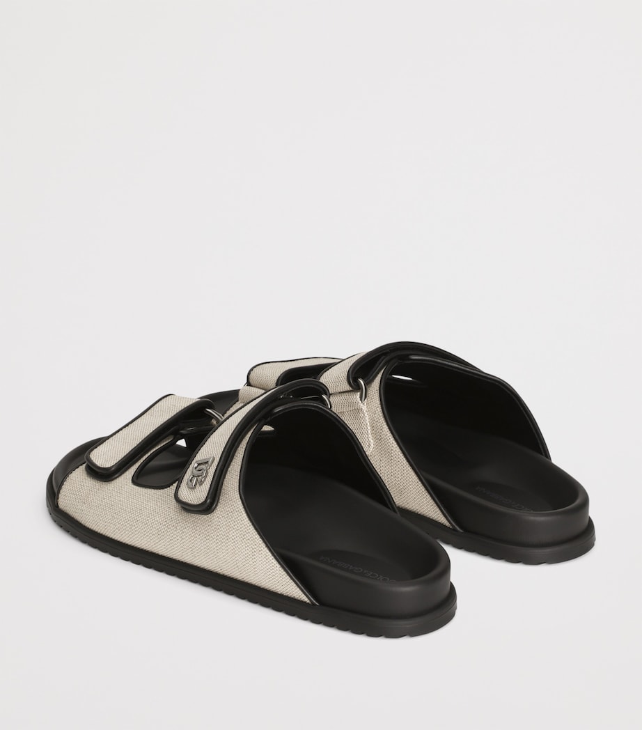 Cotton-Linen Slides 8S469-IVORY/BLACK Image 4