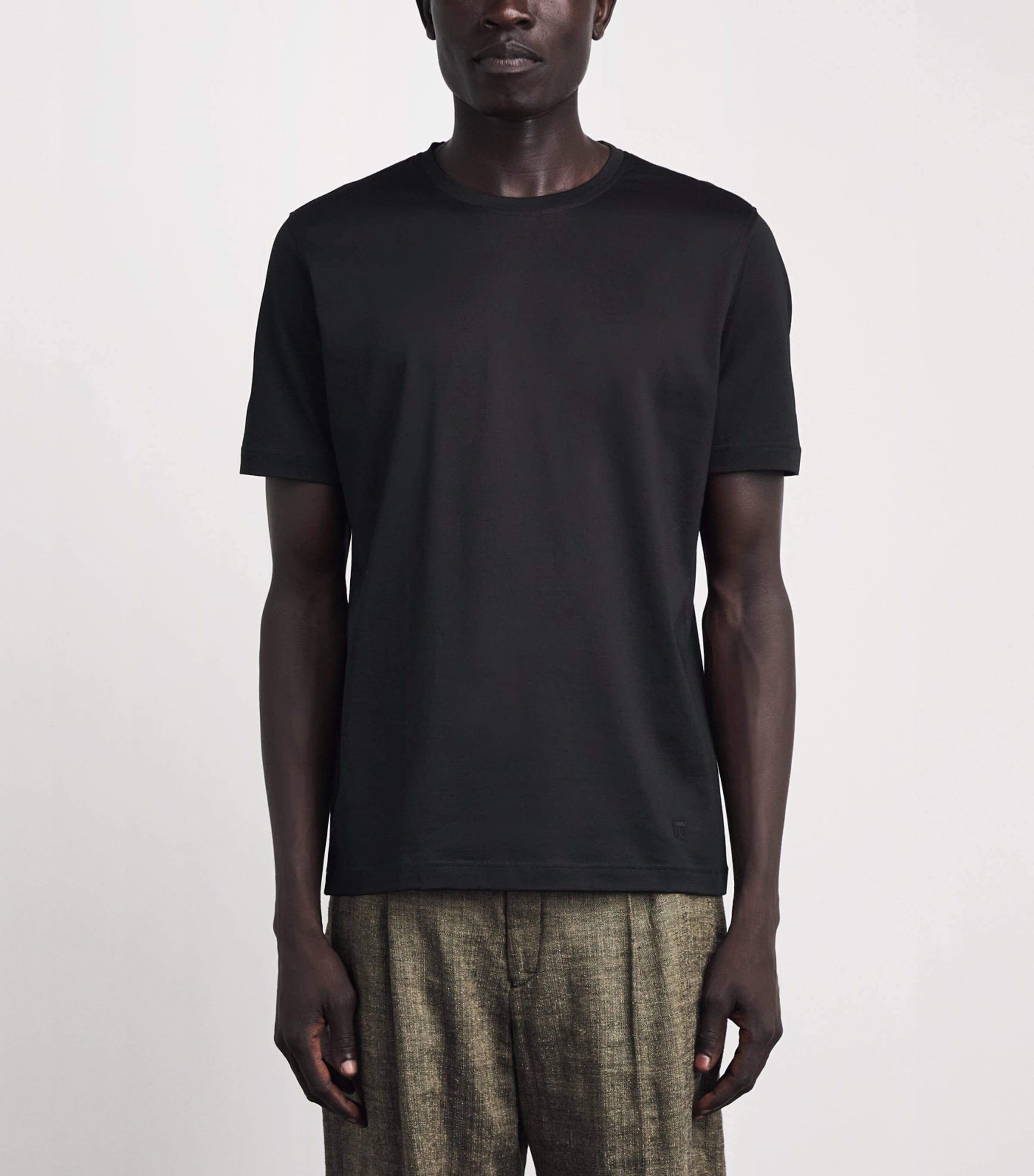 Corneliani Mens Cotton T-Shirt Black Image 4
