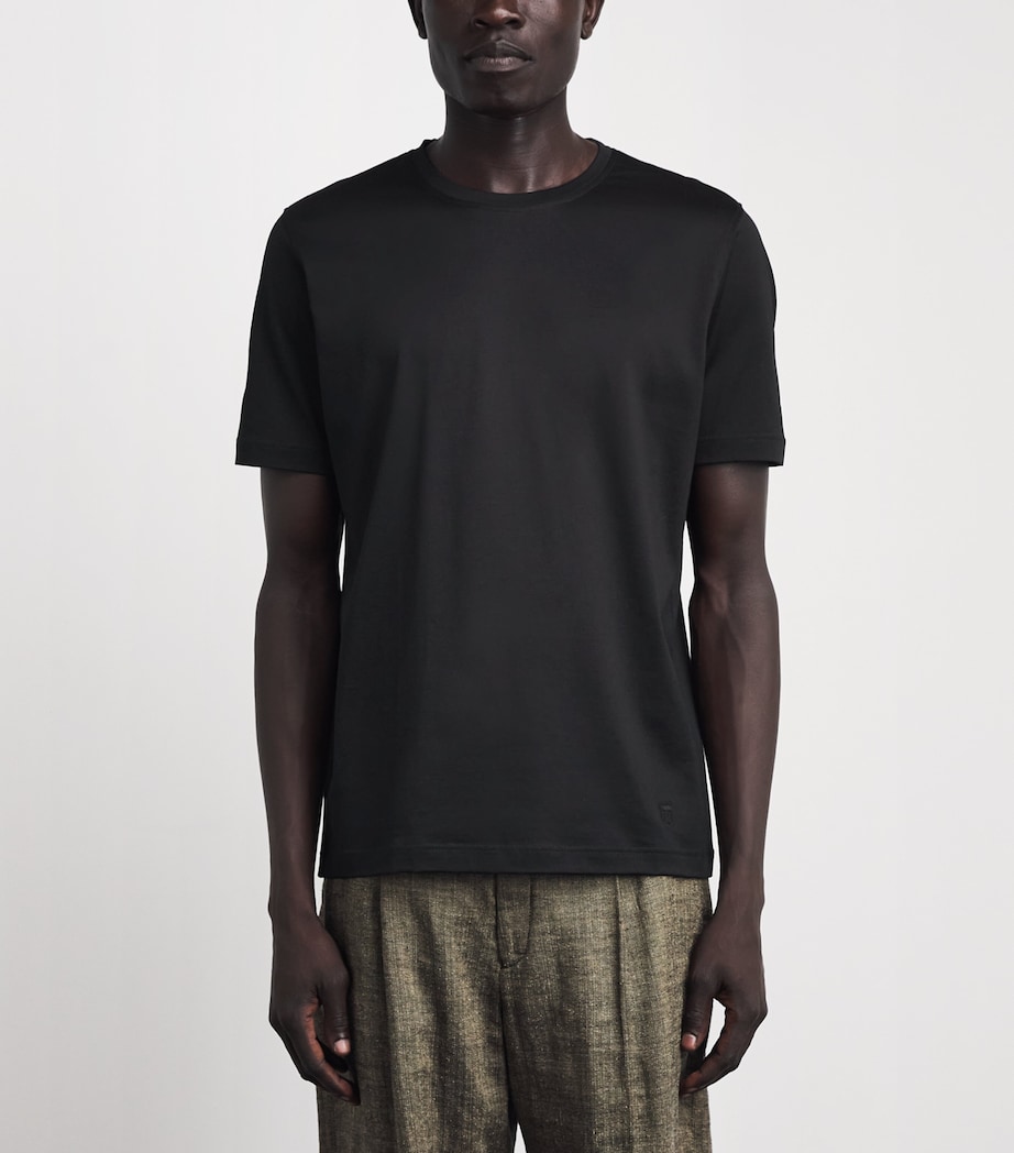 Corneliani Mens Cotton T-Shirt Black Image 4