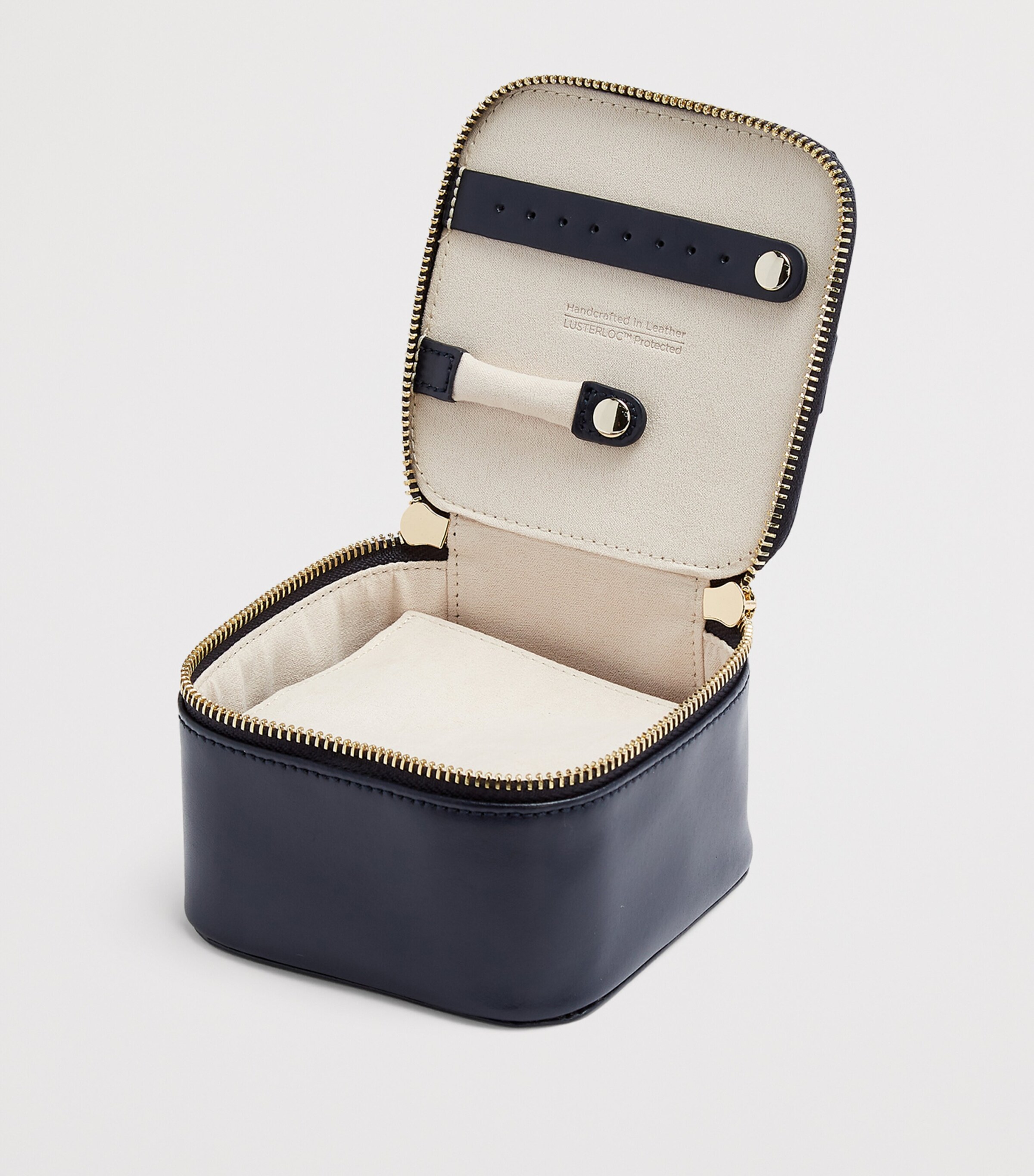 WOLF Vegan Leather Maria Cube Jewellery Case Navy Image 3