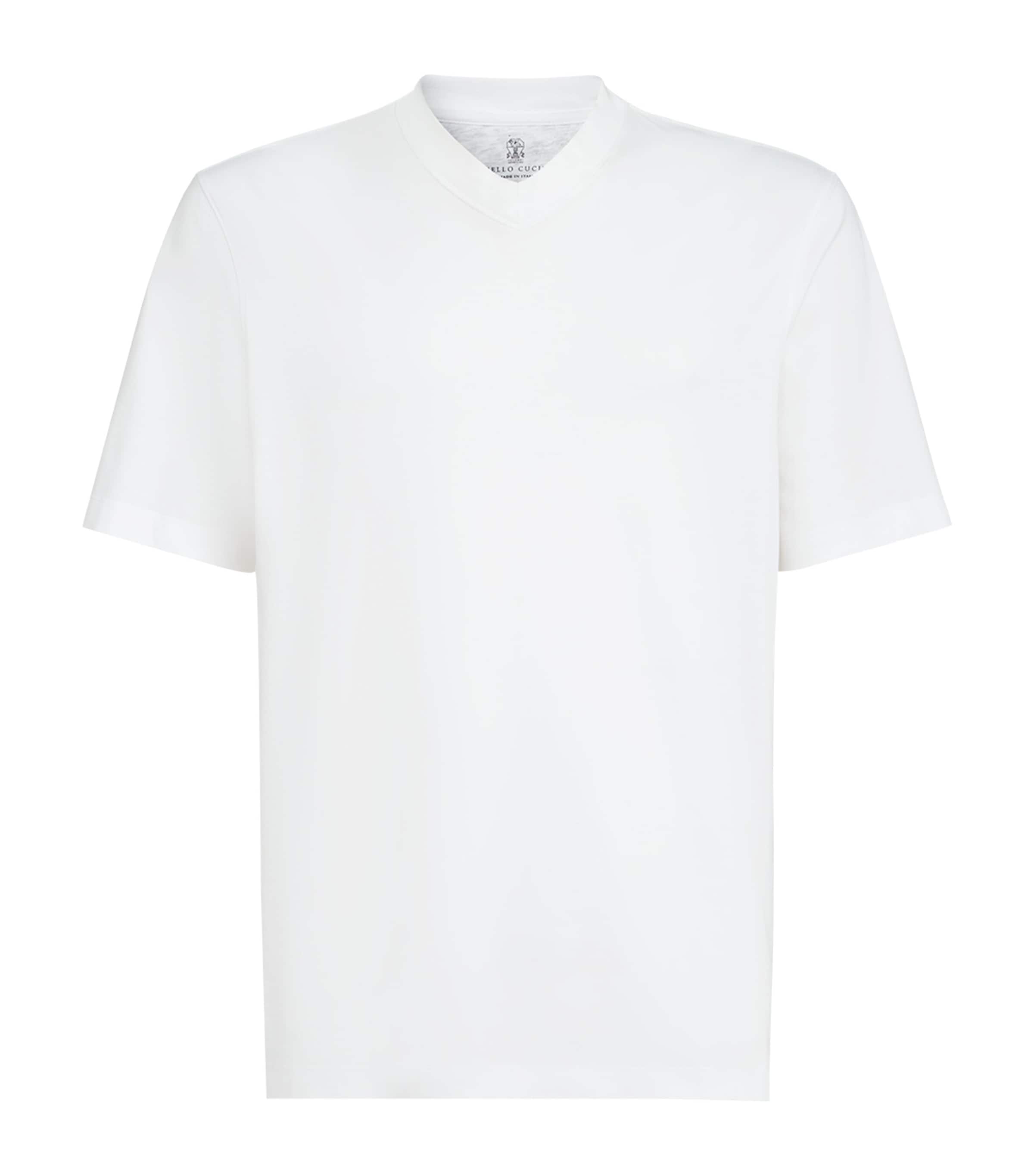 Brunello Cucinelli Mens Cotton V-Neck T-Shirt Image 1