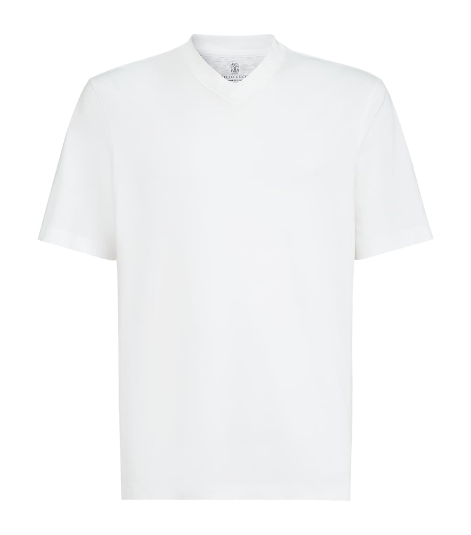 Brunello Cucinelli Mens Cotton V-Neck T-Shirt Image 1