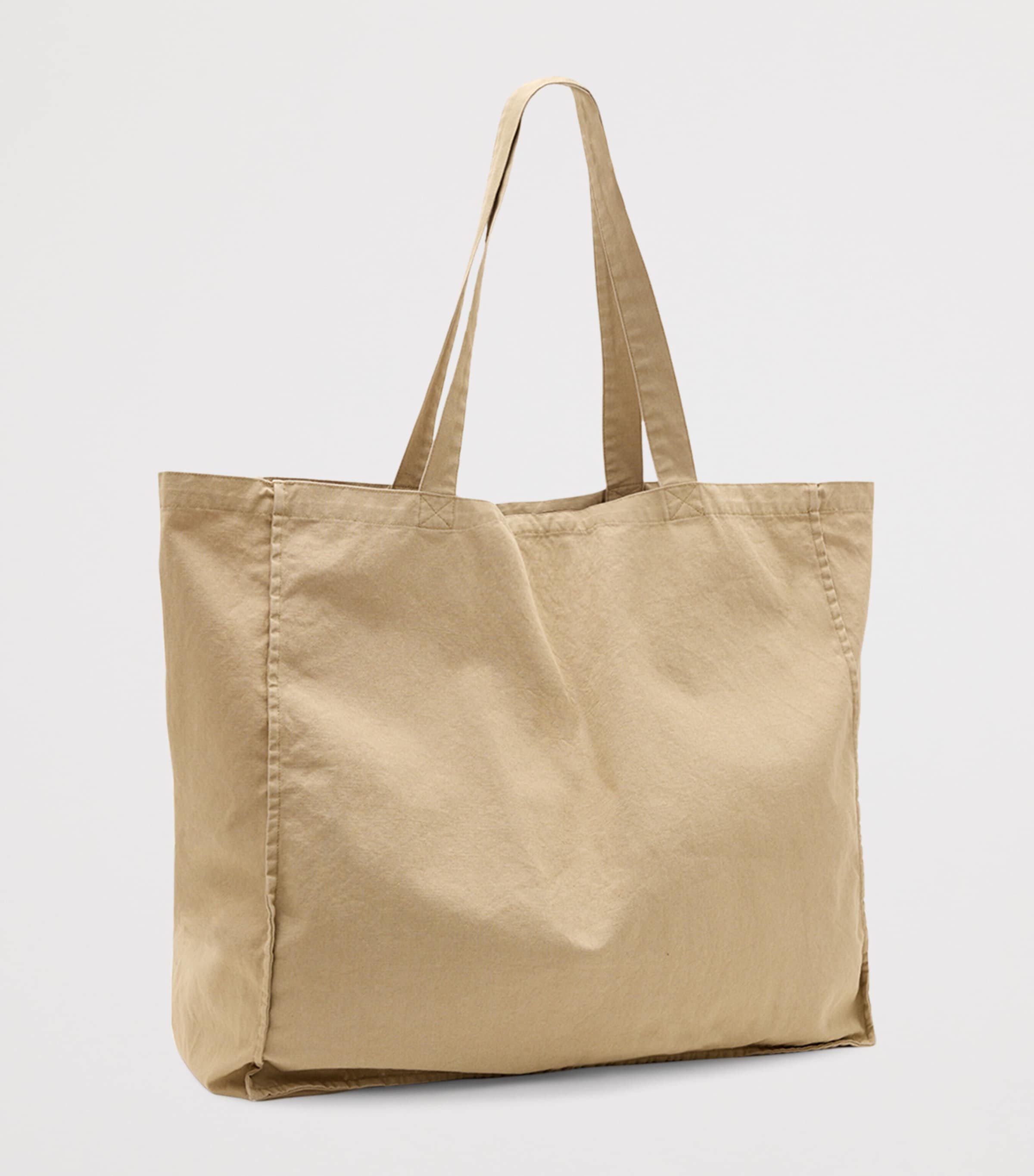 Large Organic Cotton Biggy Tote Bag LIGHT KHAKI Image 3