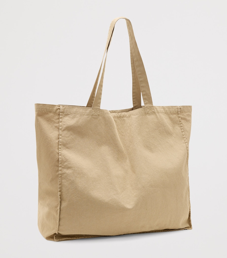 Large Organic Cotton Biggy Tote Bag LIGHT KHAKI Image 3