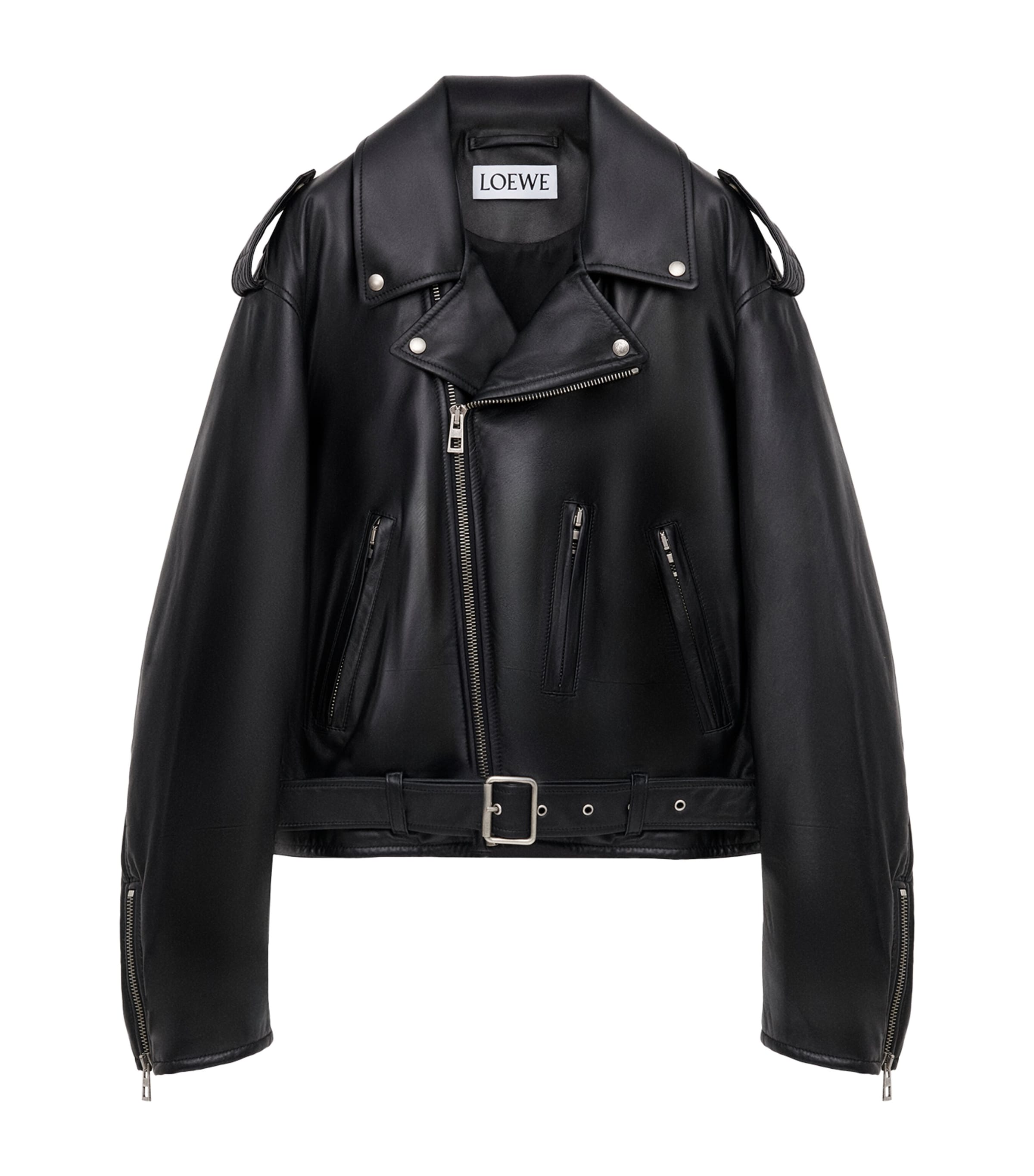Quote Leather Biker Jacket BLACK Image 1