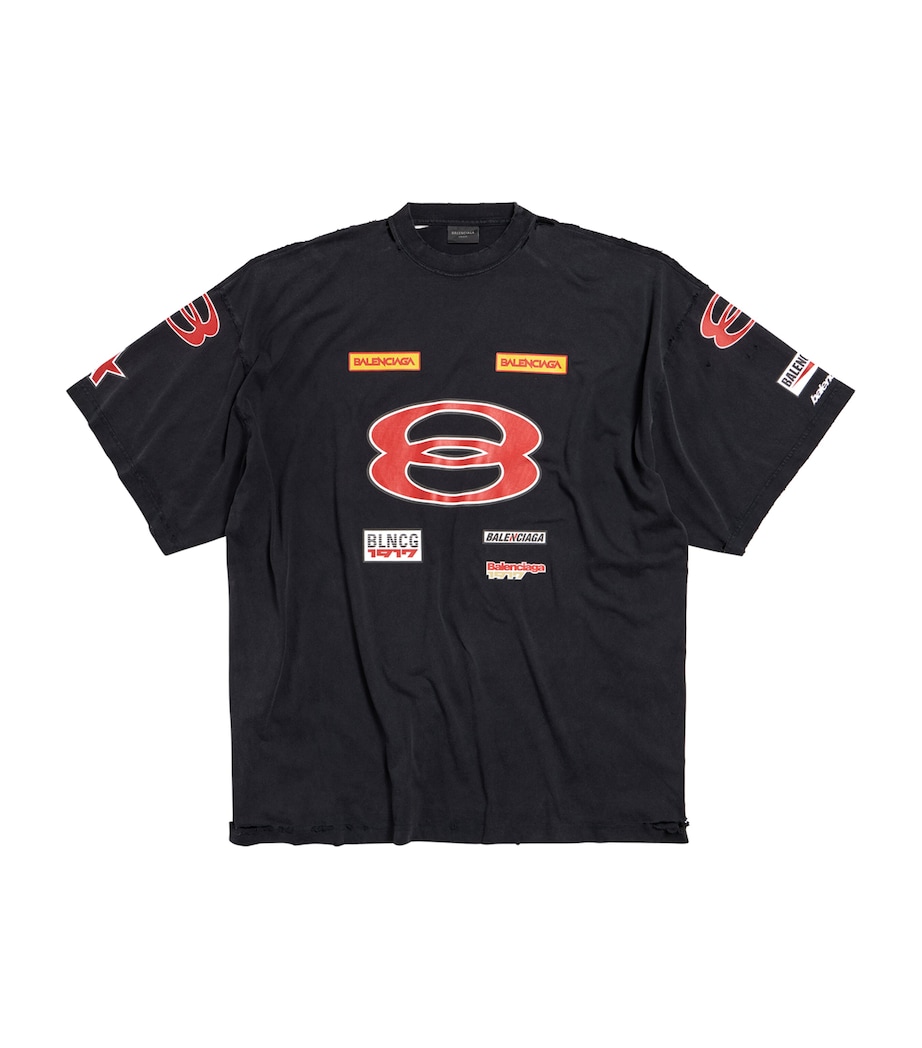 Balenciaga Mens Oversized Distressed Logo T-Shirt Image 1