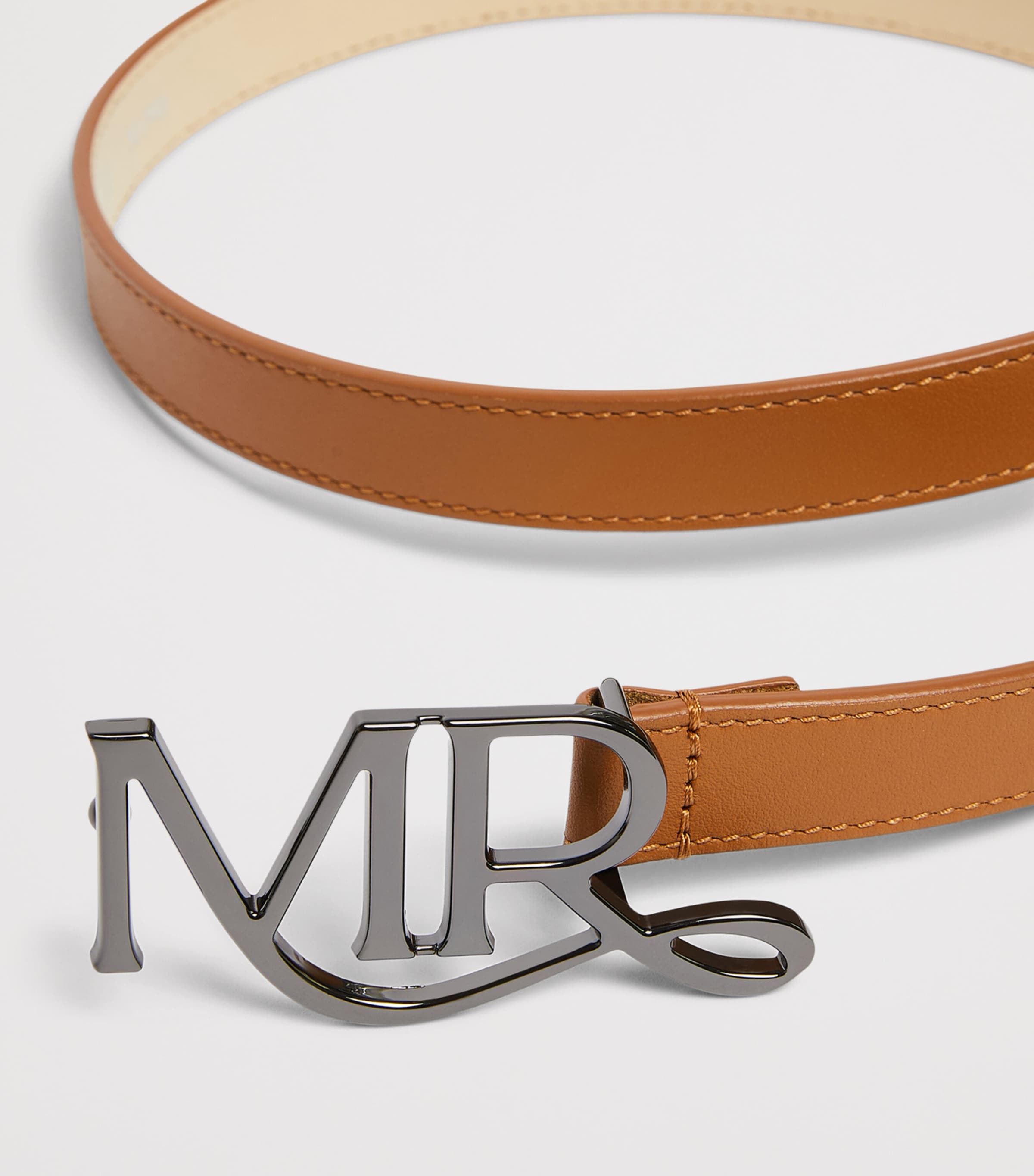 Marina Rinaldi Leather Logo Belt Tobacco Image 3