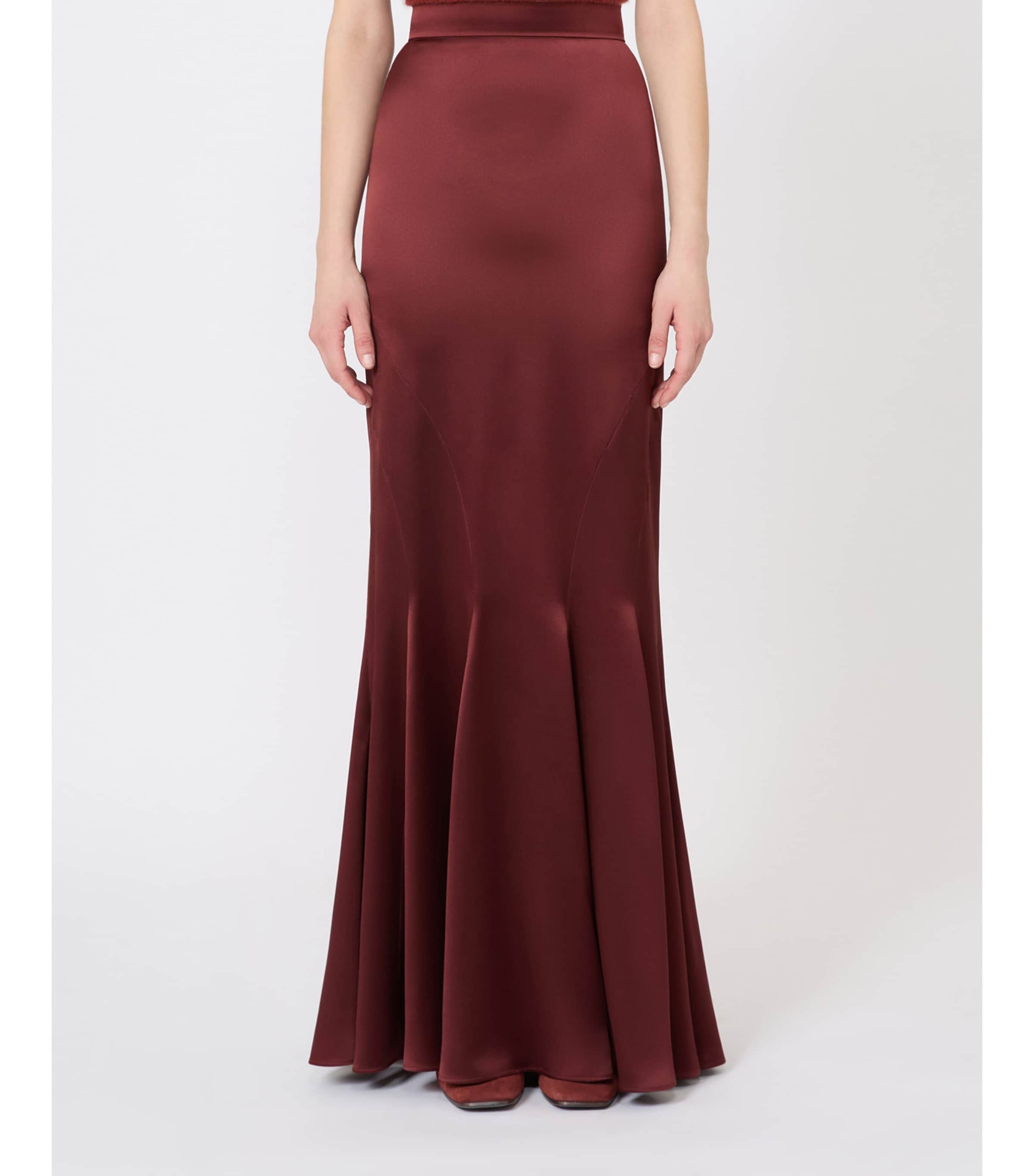 Max Mara Womens Silk Maxi Skirt Rust Image 3