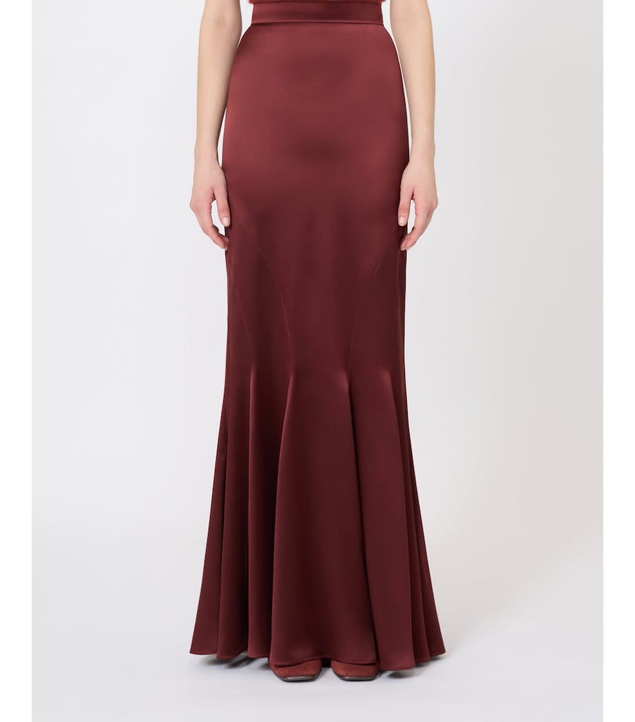 Max Mara Womens Silk Maxi Skirt Rust Image 3
