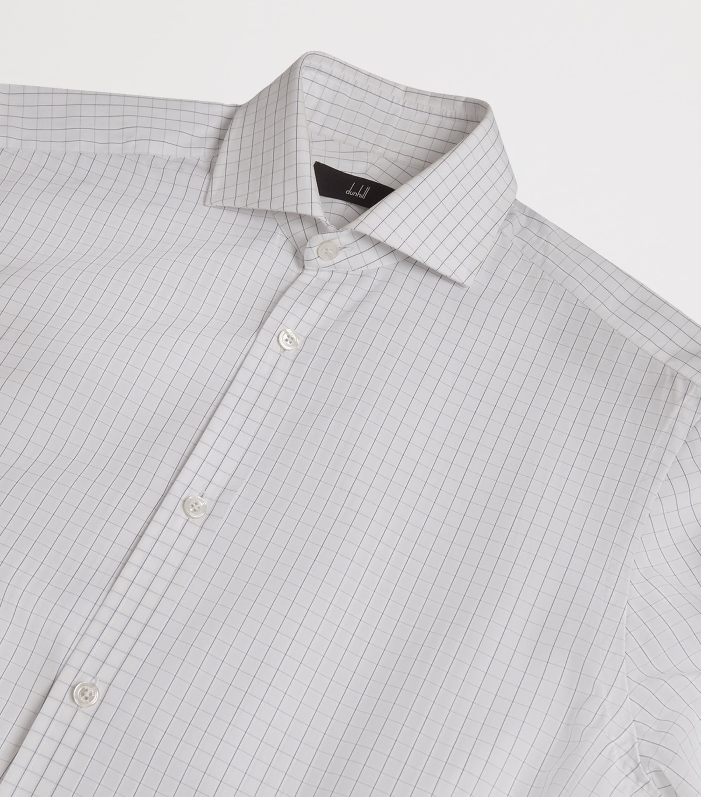 Giza Cotton Tattersall Check Shirt 122BLUE WHITE Image 4