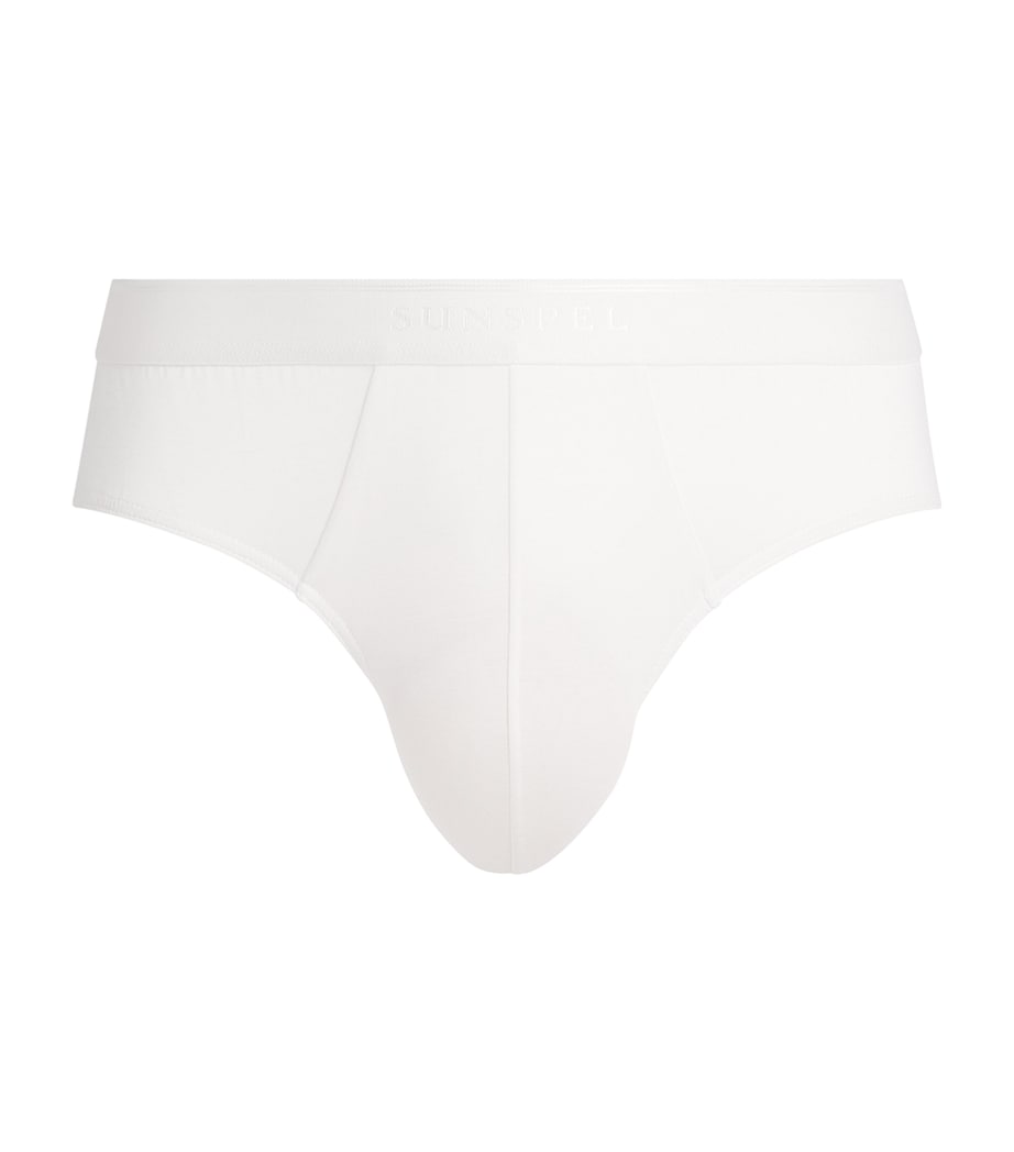 Sunspel Mens Stretch-Cotton Briefs Whaa White Image 1