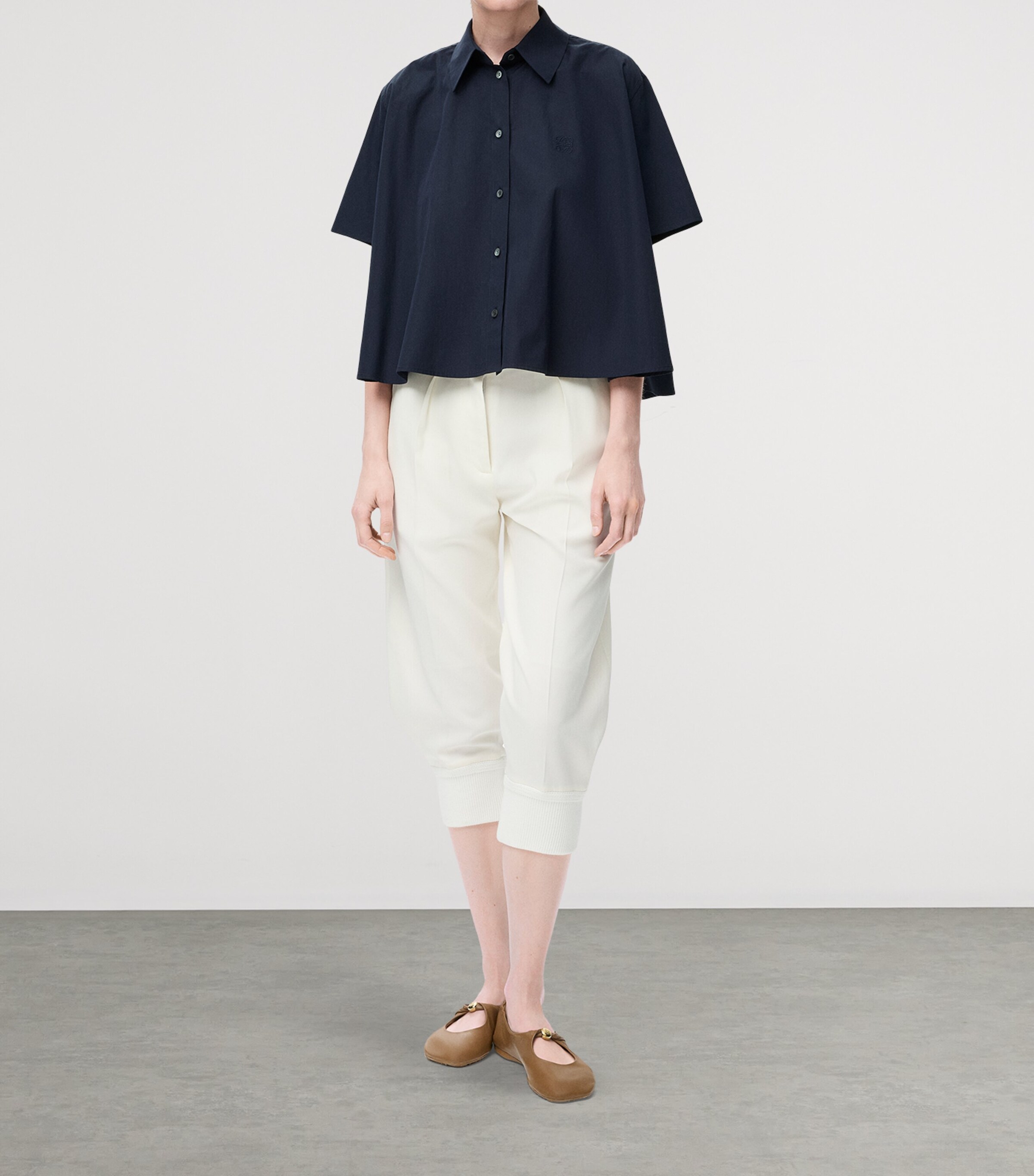 Short-Sleeve Trapeze Shirt NAVY BLUE Image 2