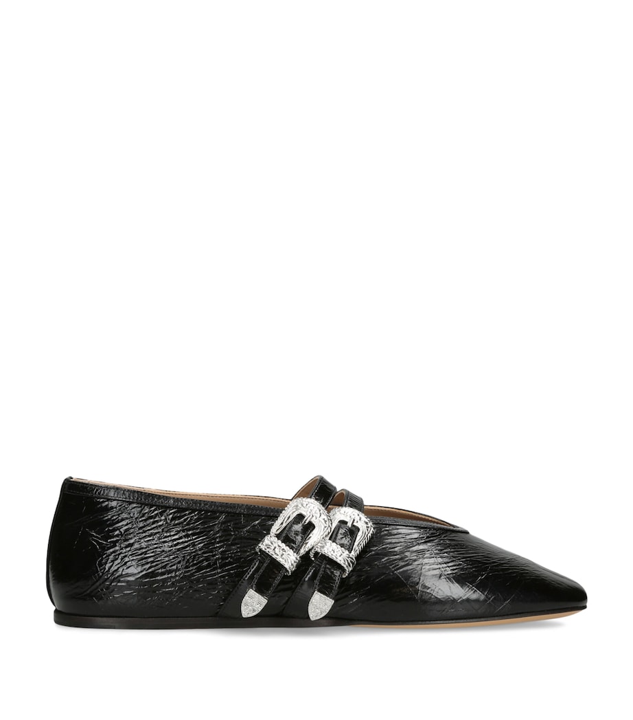Naplack Leather Claudie Ballet Flats BLACK Image 1