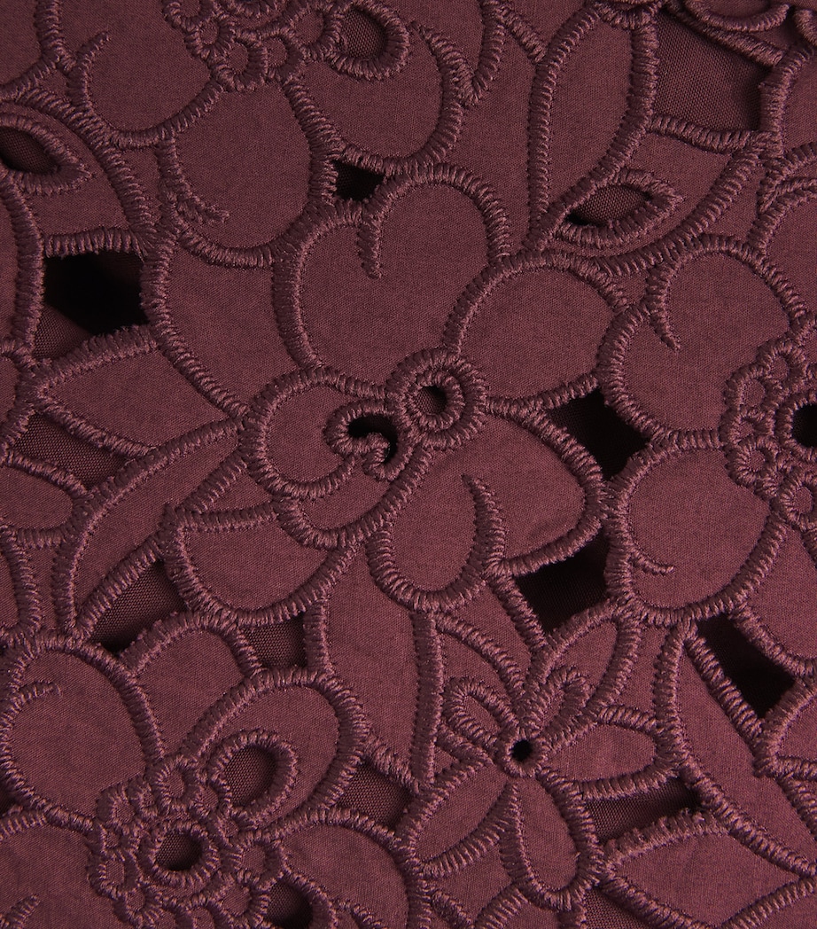 Rebecca Vallance Womens Cotton Broderie Anglaise Kitsu Midi Dress Merlot Image 6