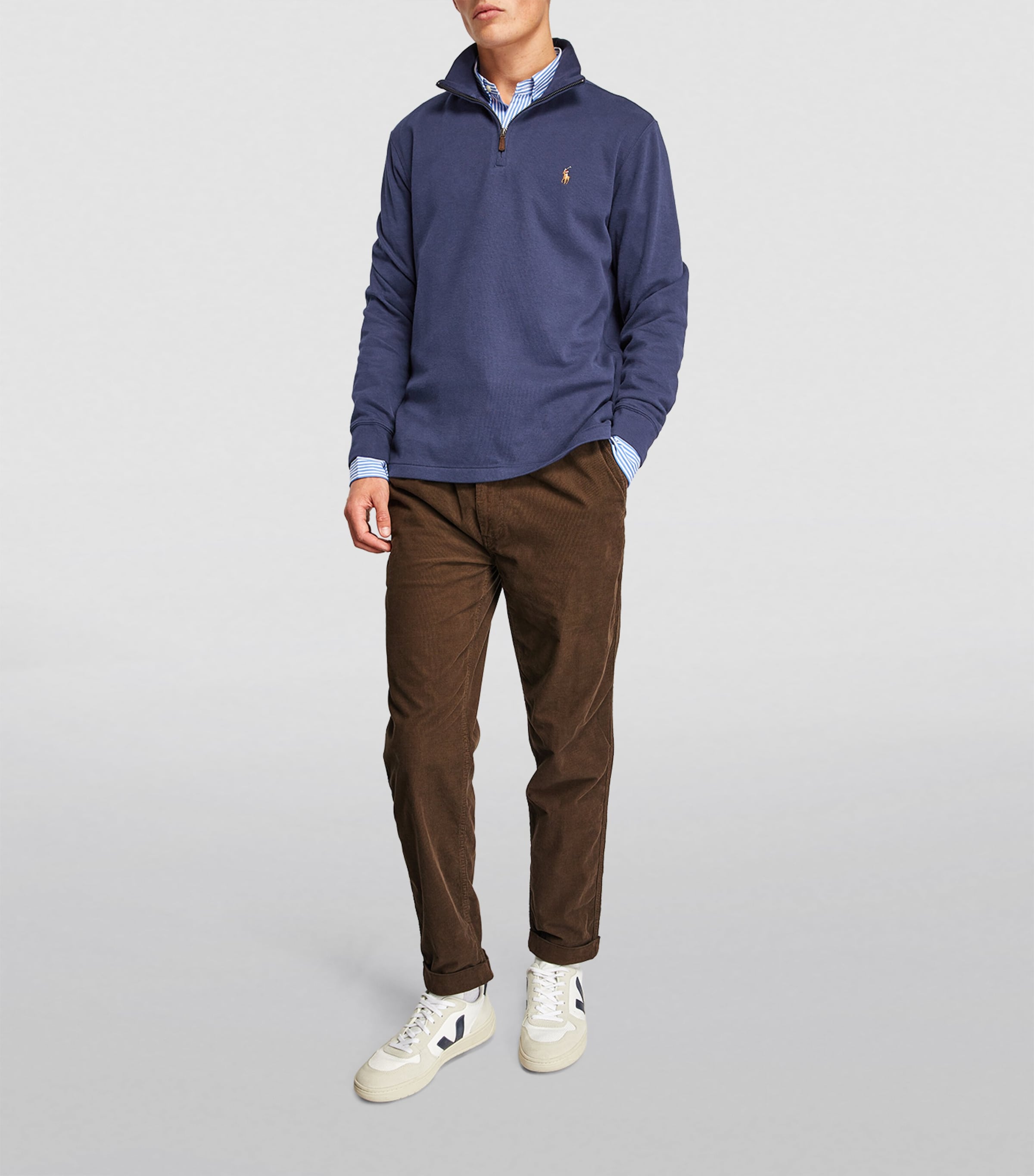 Cotton Quarter-Zip Sweater NAVY Image 2