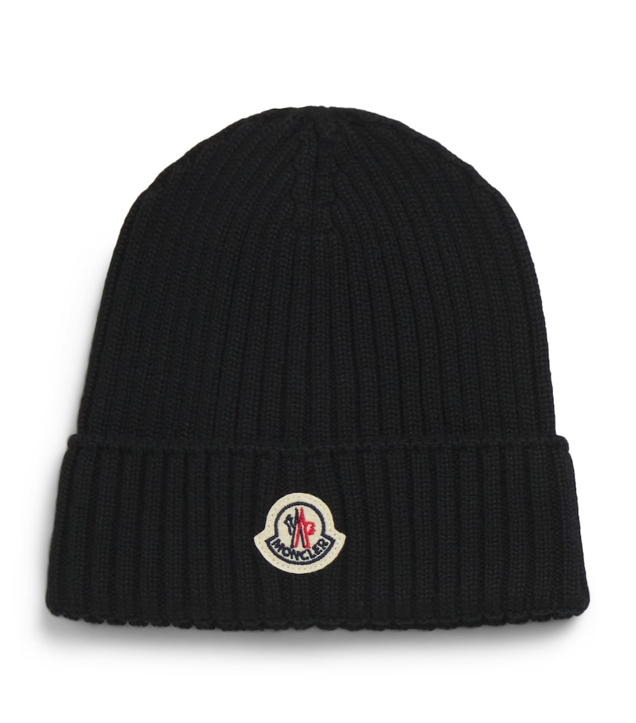 Moncler Enfant Virgin Wool Logo Beanie Image 1