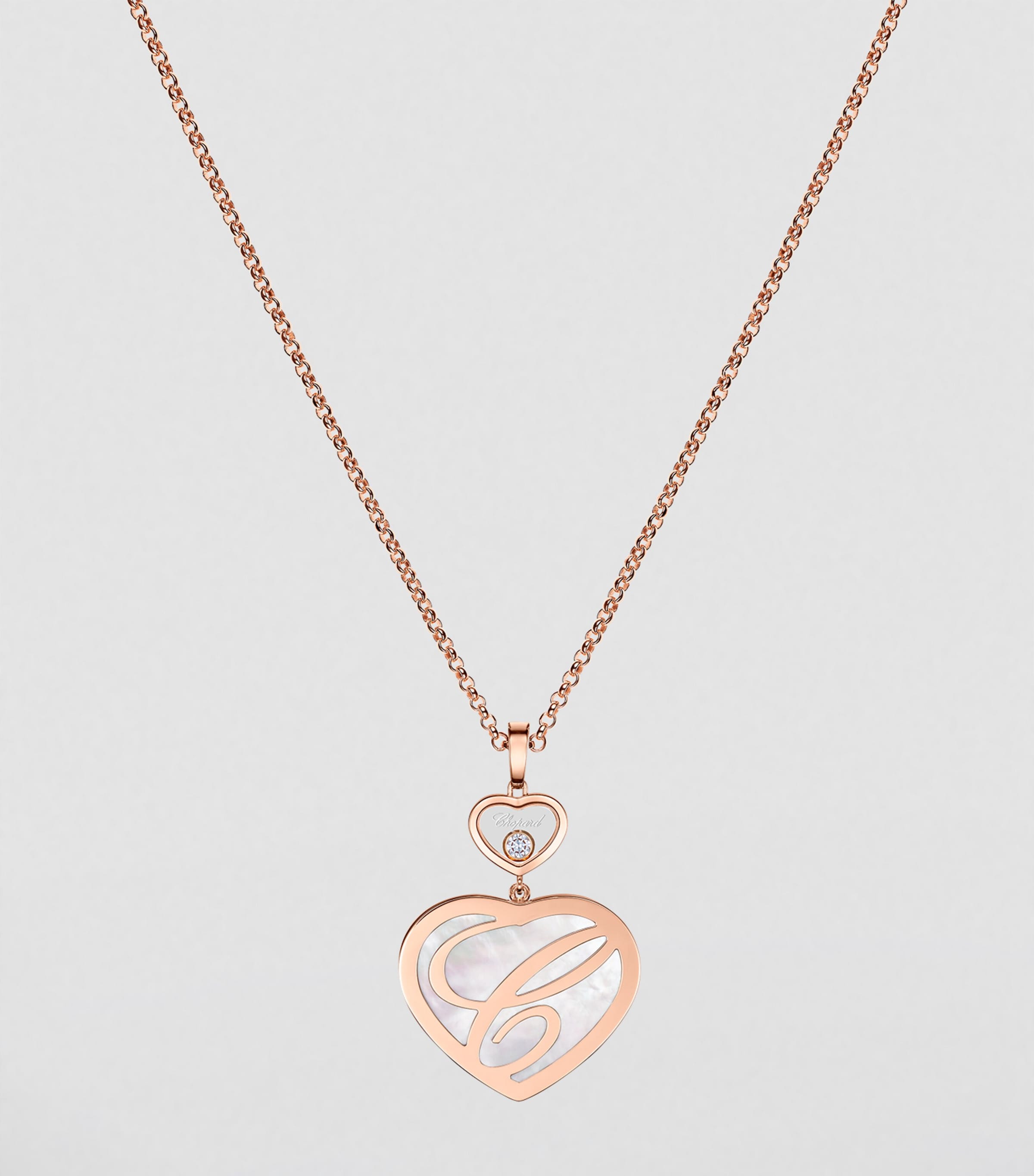 Rose Gold, Diamond and Mother-of-Pearl Happy Hearts Pendant Necklace 18K ROSE GOLD Image 4