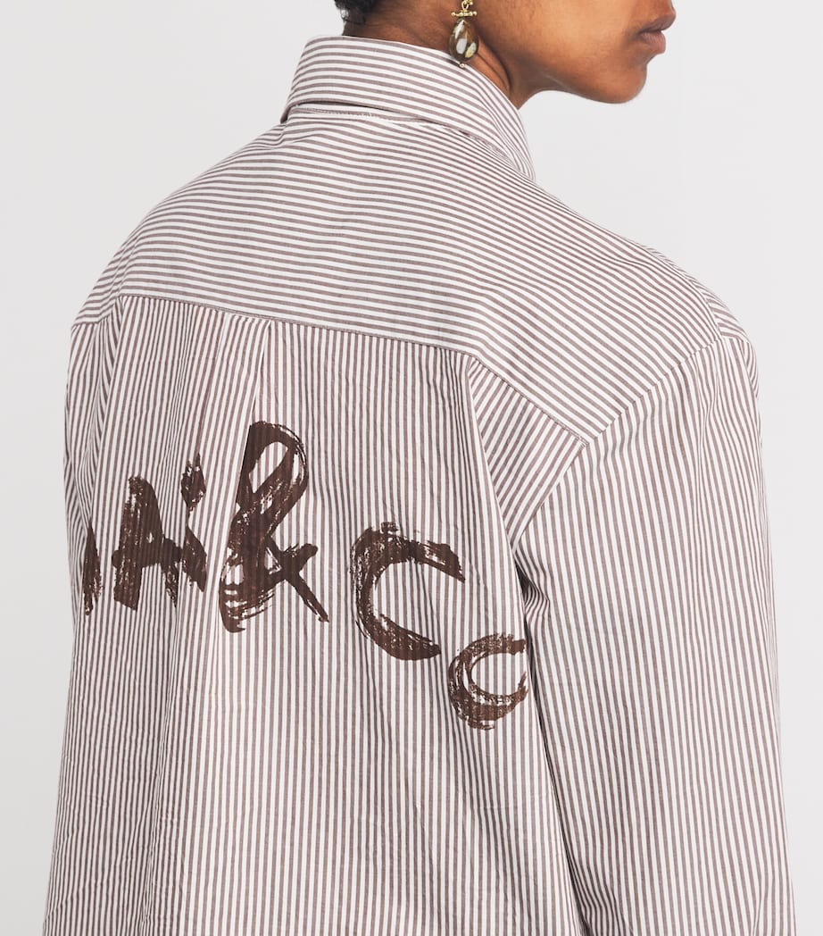 Cotton Stripe Monogram Shirt OPTICAL WHITE Image 6