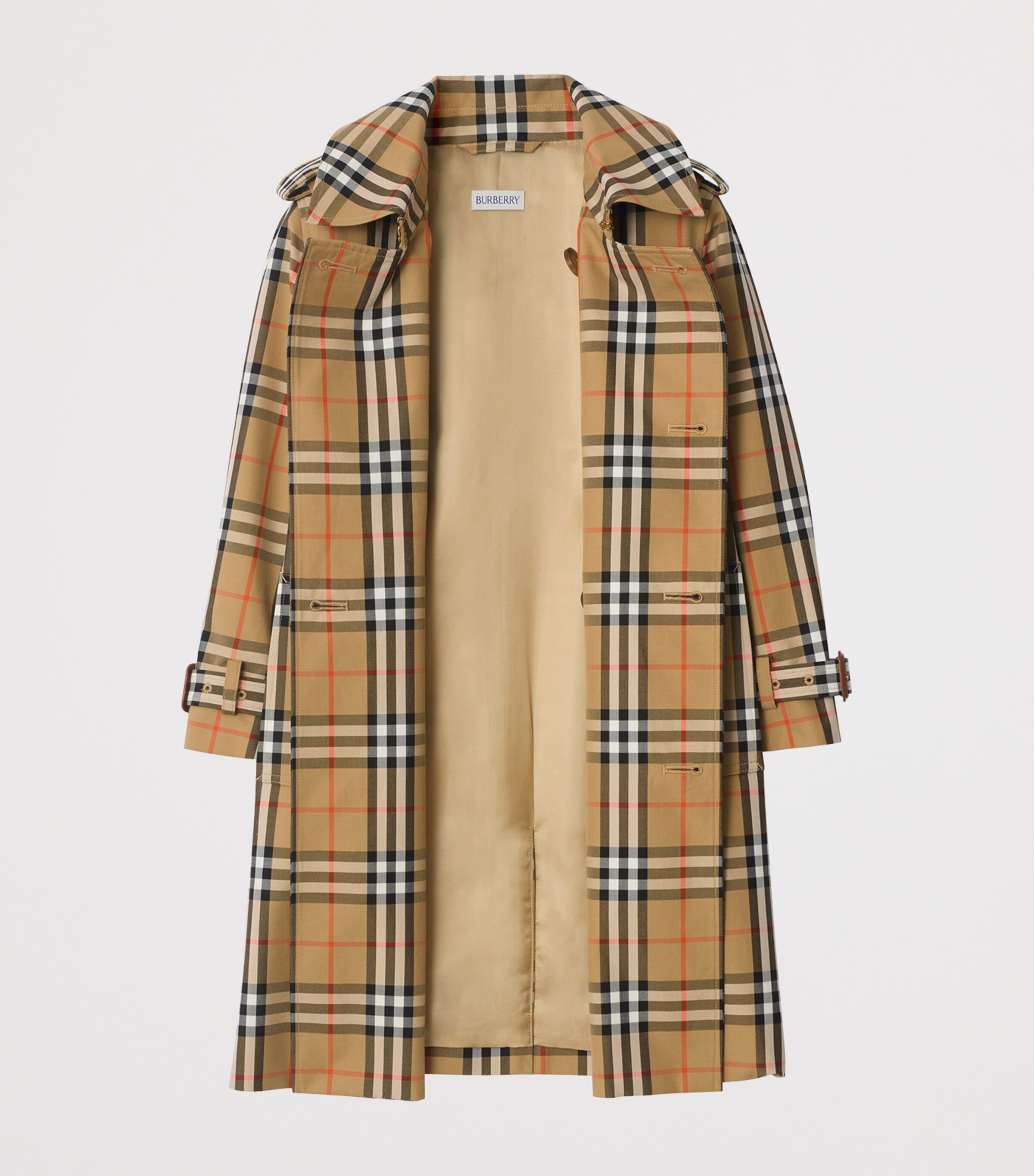 Cotton Check Trench Coat (3-12 Years) SAND IP CHECK Image 2