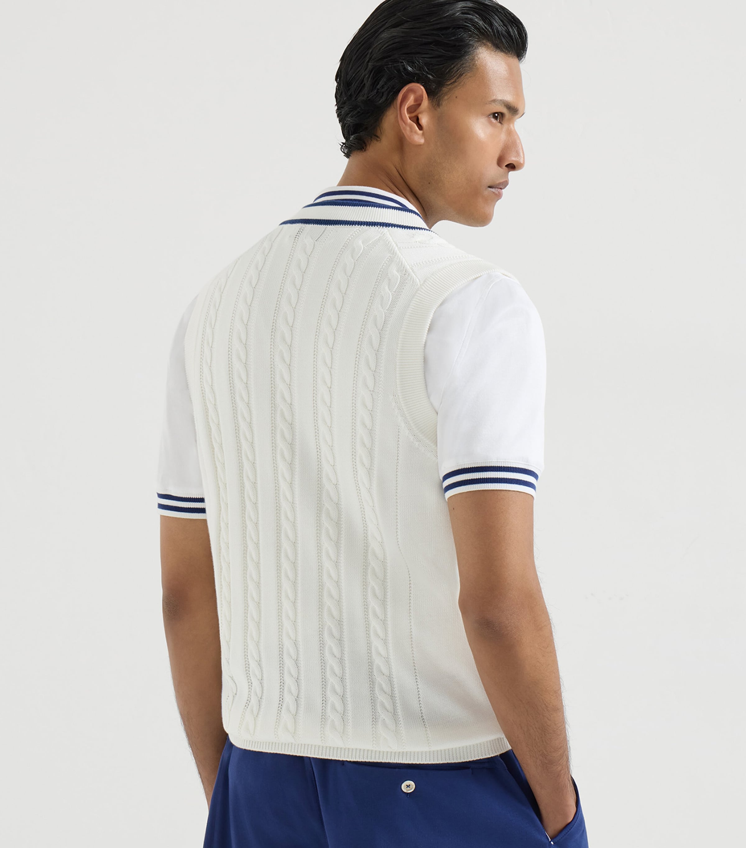 Brunello Cucinelli Mens Cotton Cable-Knit Sweater Vest Image 5