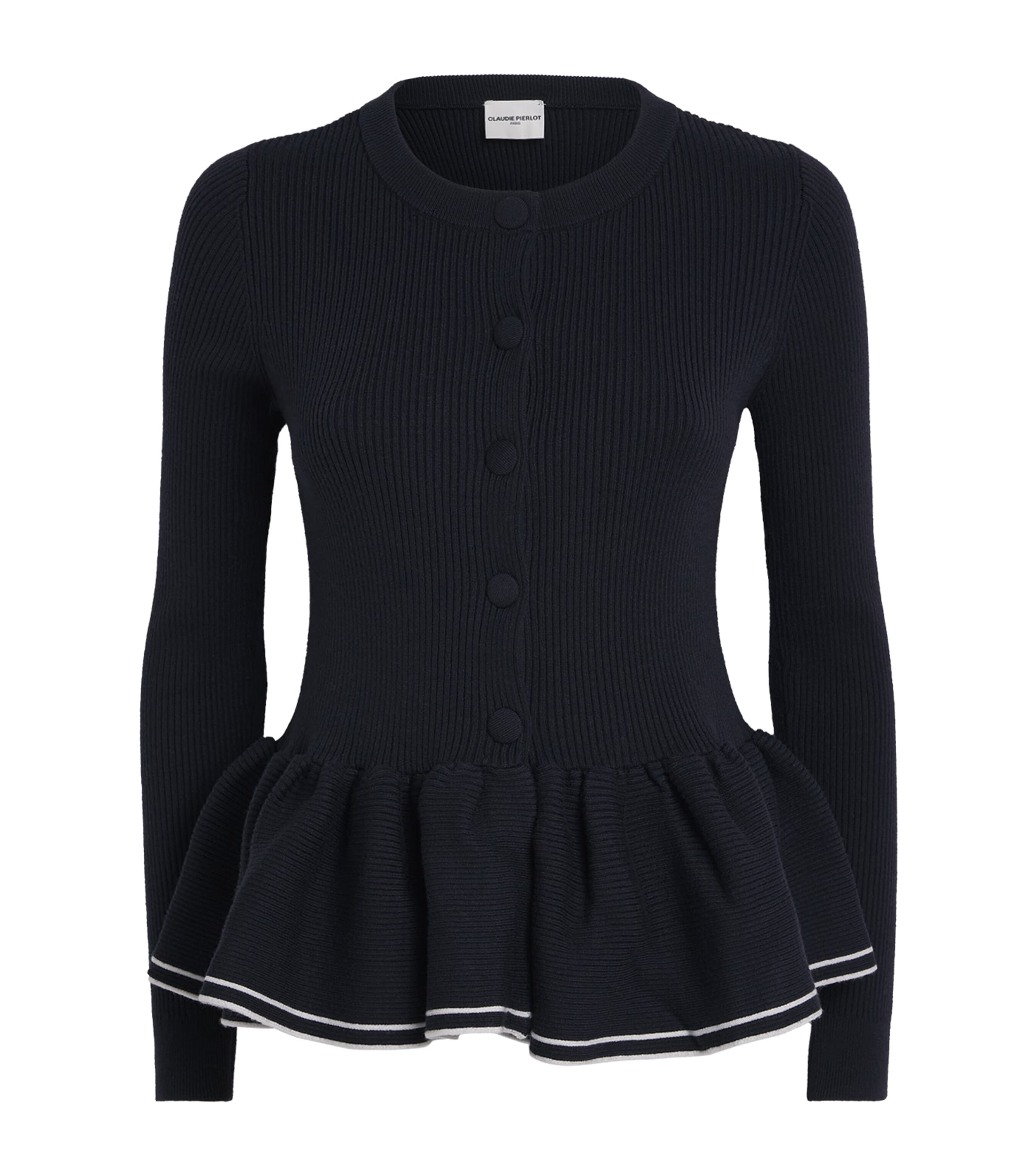 Peplum-Hem Cardigan NAVY Image 1