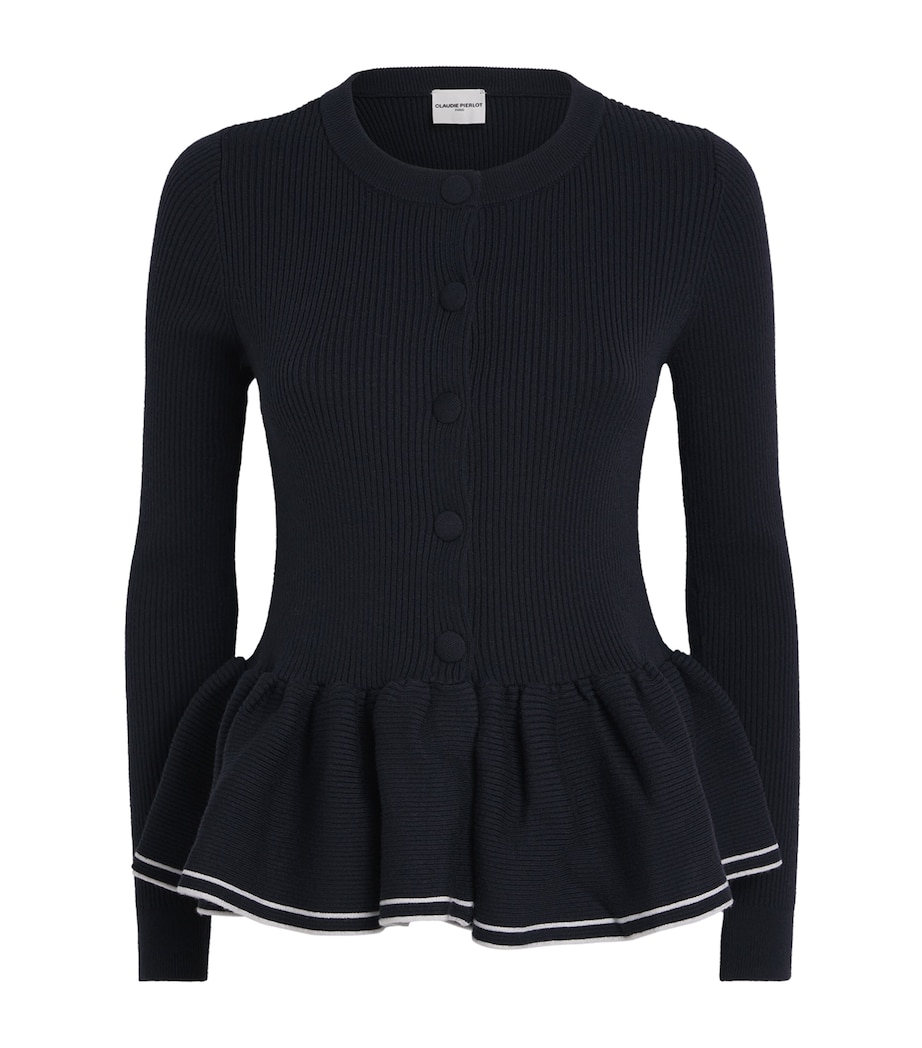 Peplum-Hem Cardigan NAVY Image 1