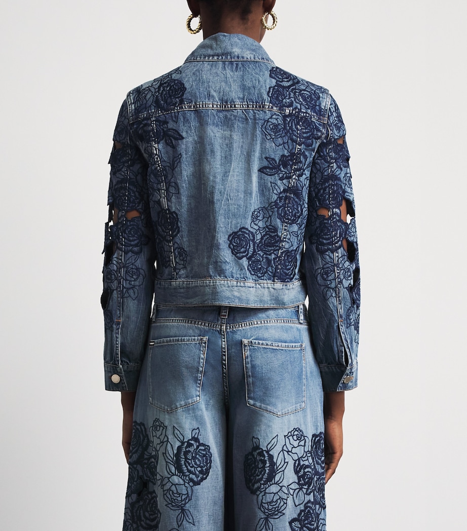 Alice+Olivia Womens Chloe Denim Jacket Brooklyn Blue Image 5