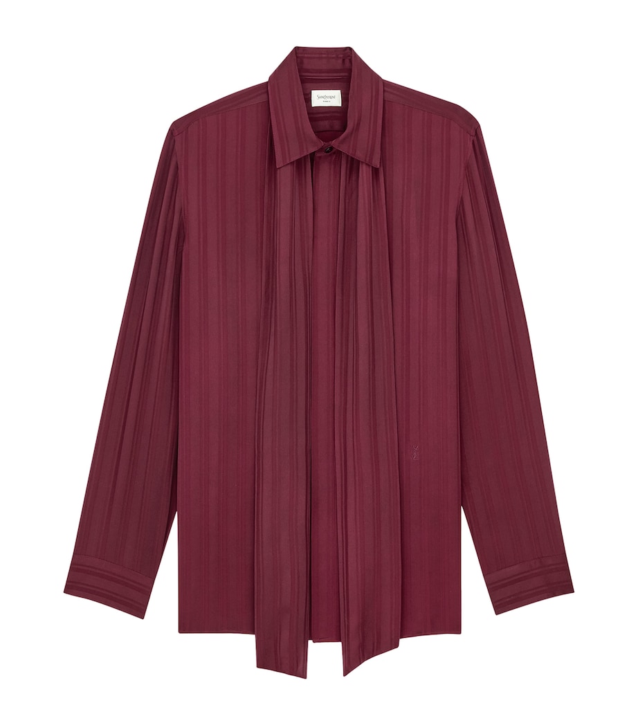 Saint Laurent Womens Silk Striped Pussybow Blouse Image 3
