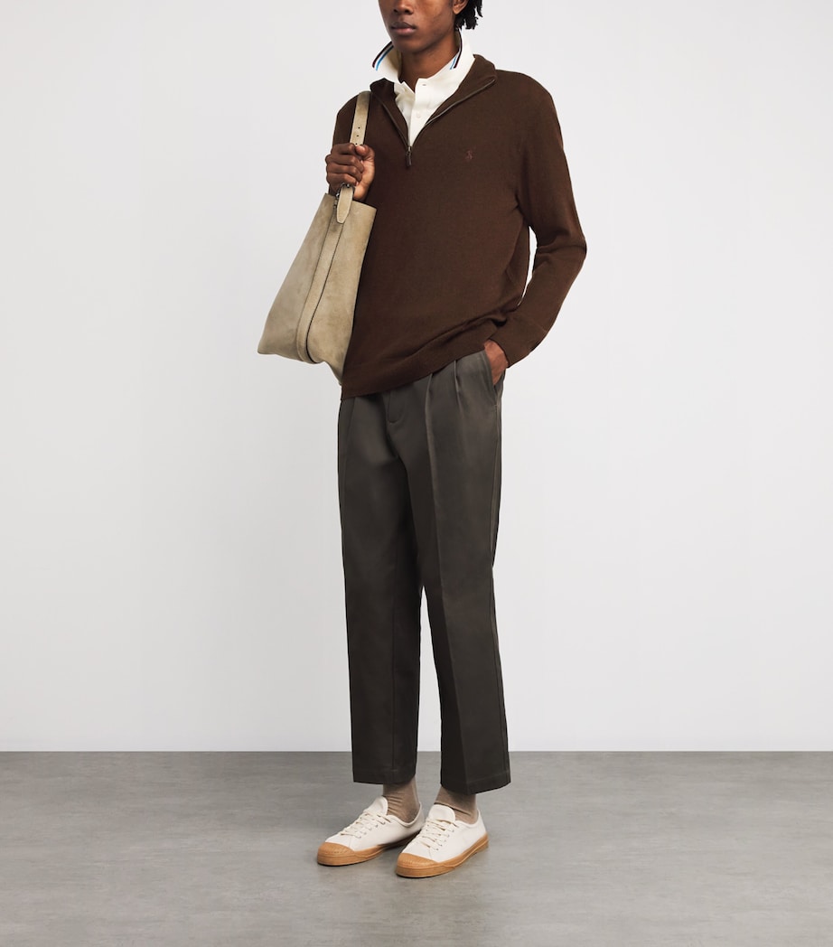 Merino Wool Lorelle Quarter-Zip Sweater BROWN Image 2