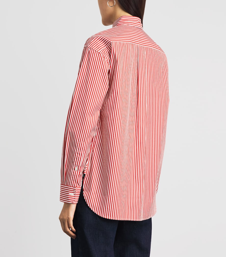 Polo Ralph Lauren Womens Cotton Stripe Shirt Orng Leaf Wht Image 5