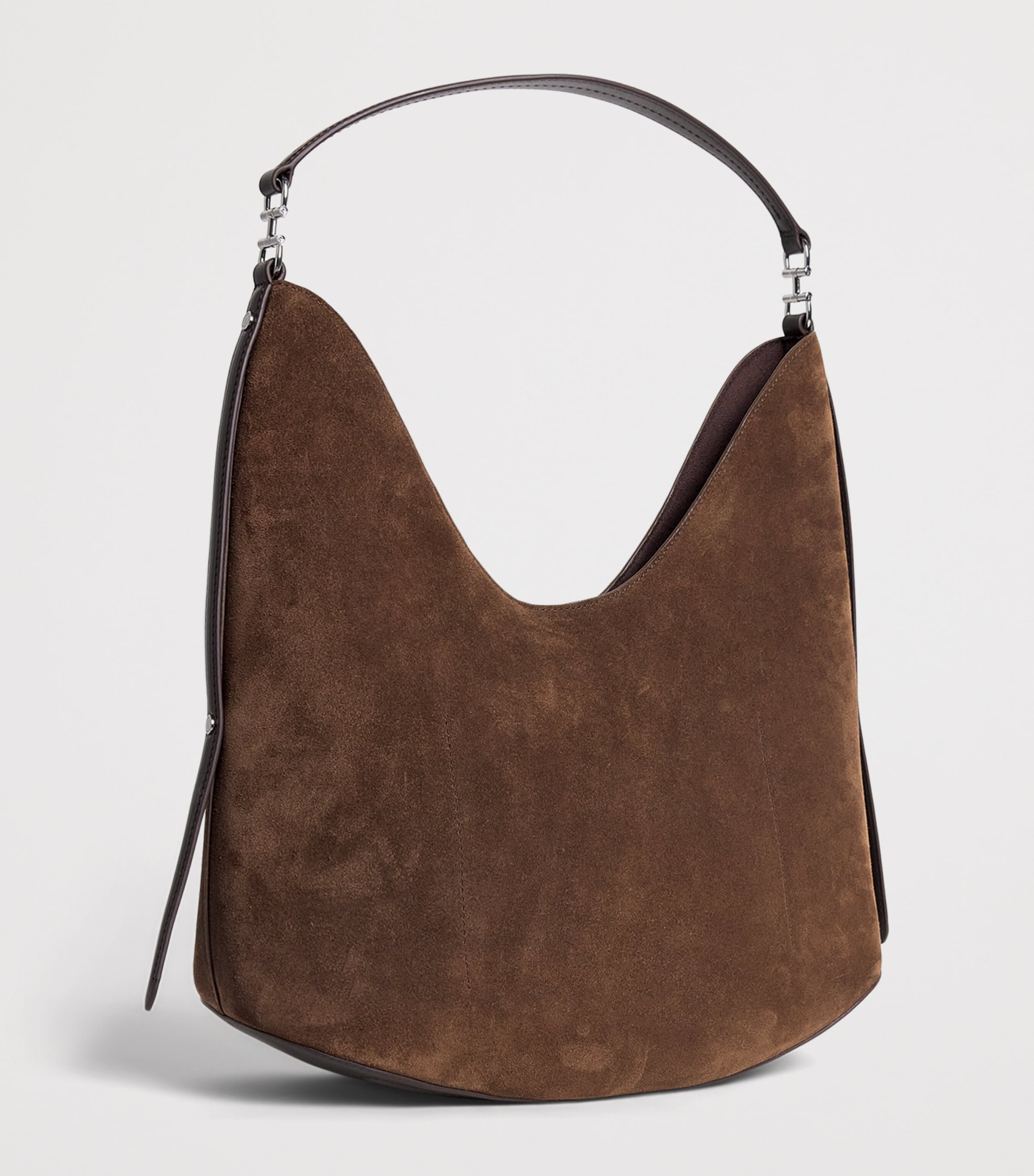 Harrods Medium Suede Penny Shoulder Bag Brown Image 3