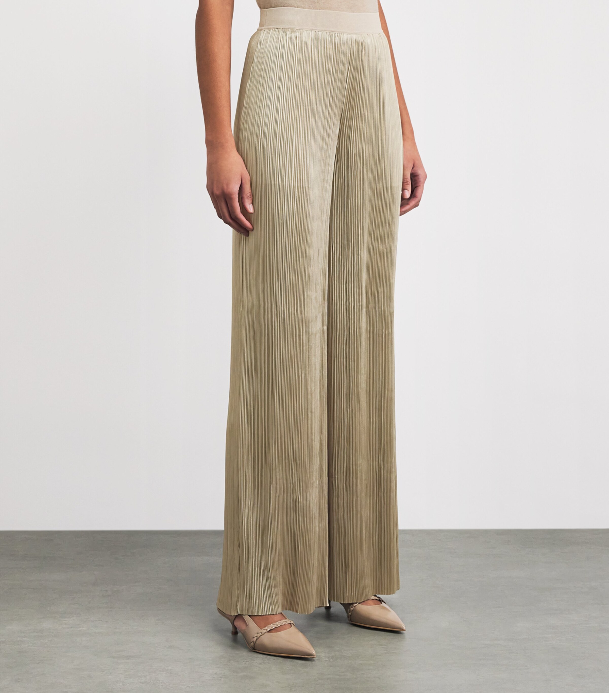 Joseph Womens Satin Amber Wide-Leg Trousers Powder Image 4